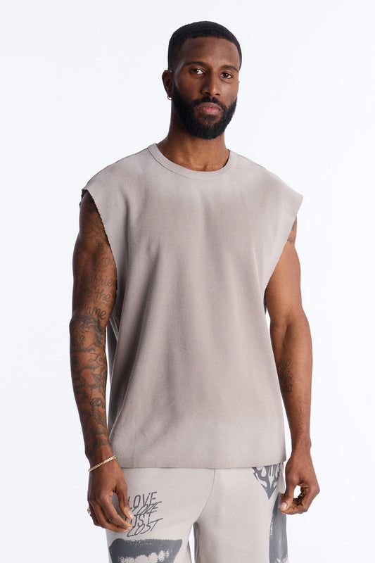 Relaxed Washed Muscle Tank - Stone