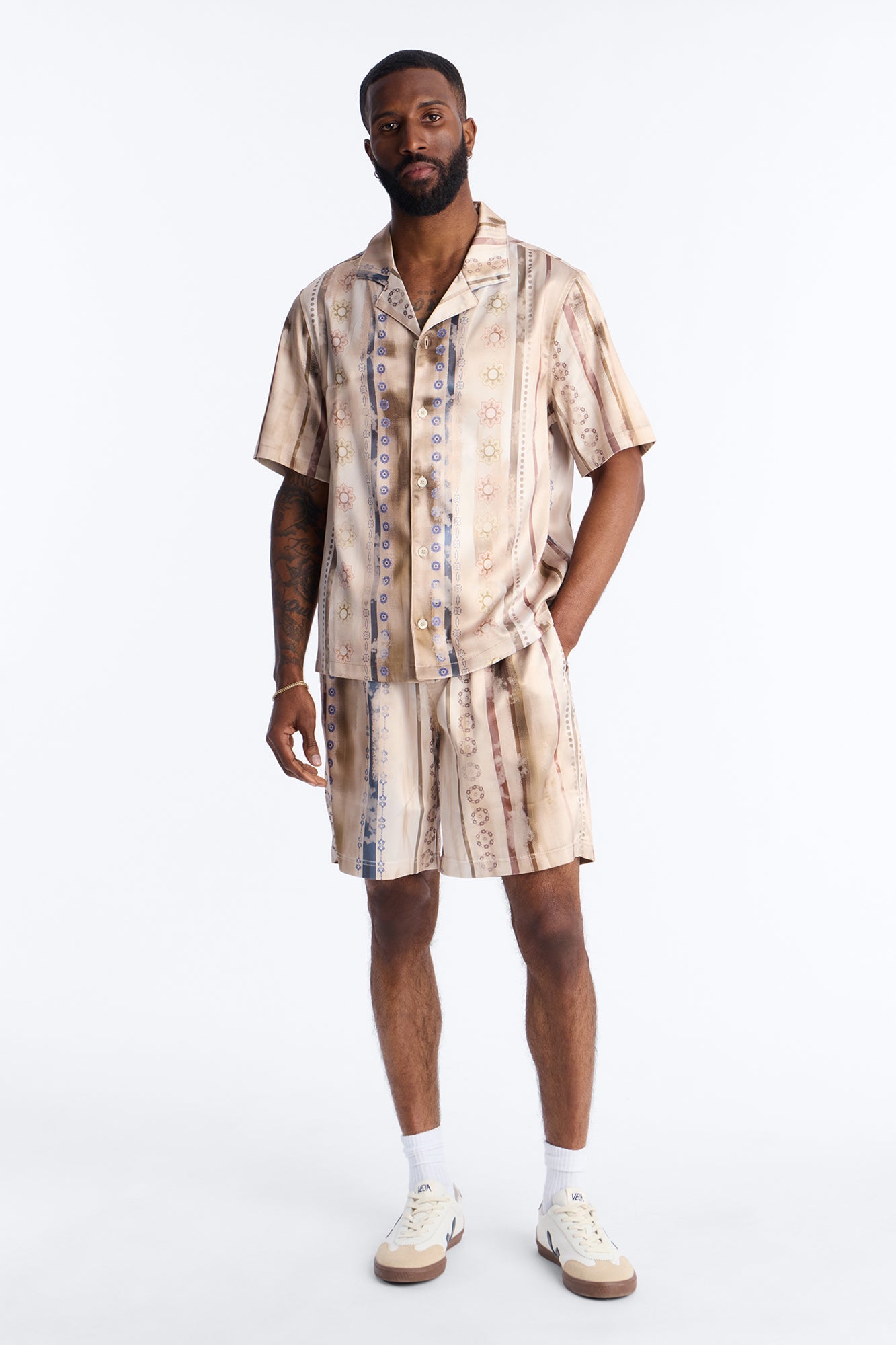 Rosewood Cuban Collar Button Up Shirt - Brown