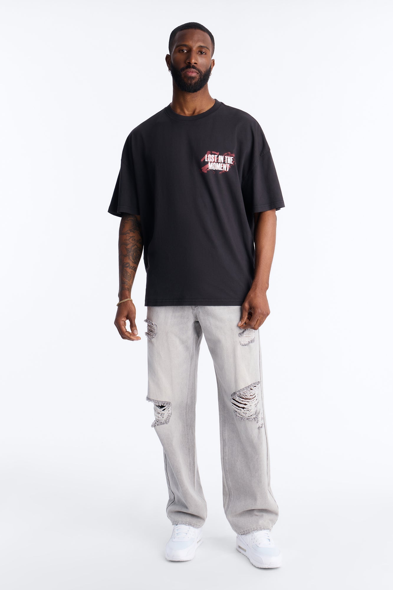 Lost In The Moment Oversized Short Sleeve Tee - Black Wash