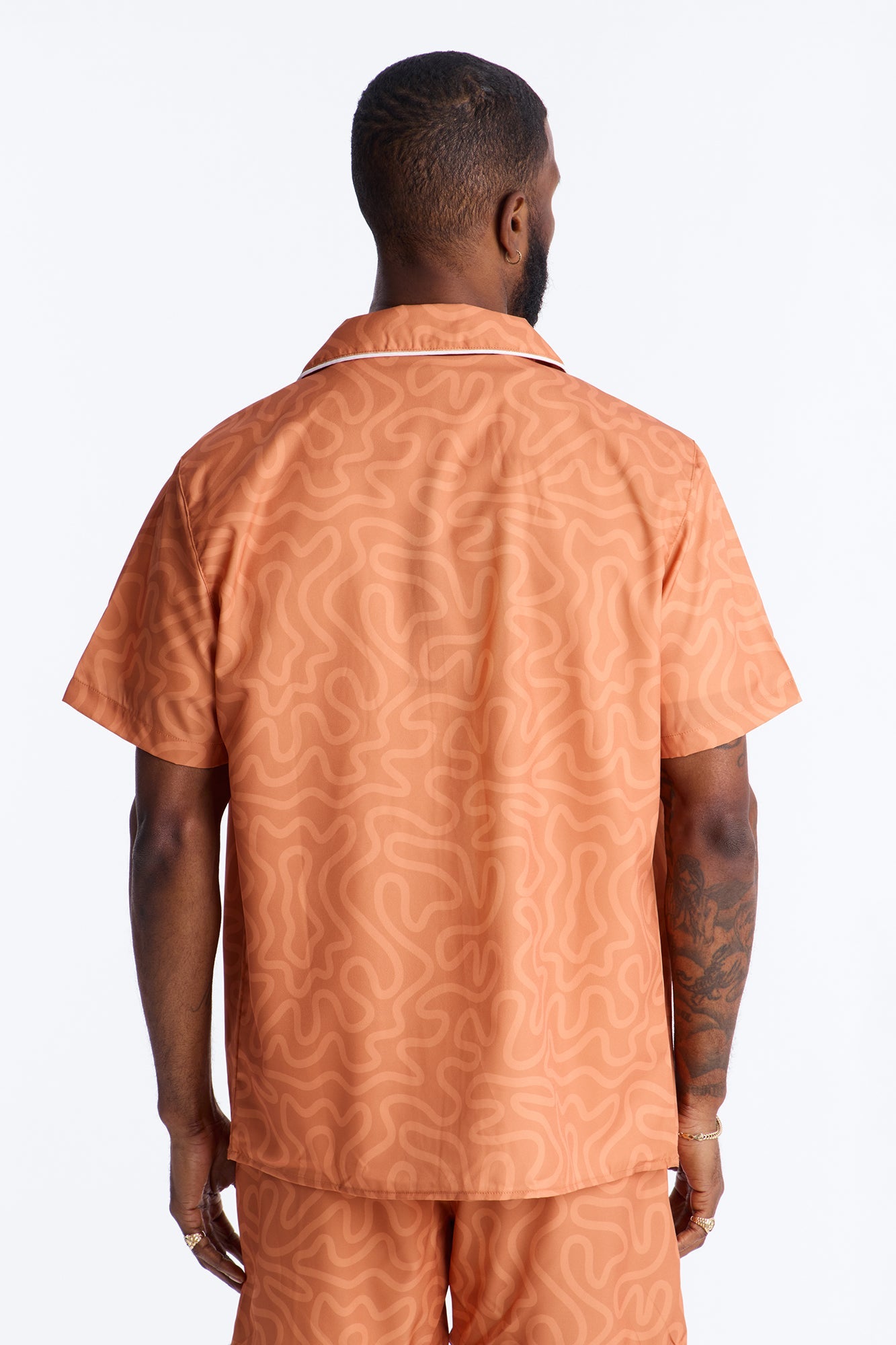 Relaxed Sienna Wave Cuban Collar Shirt - Orange