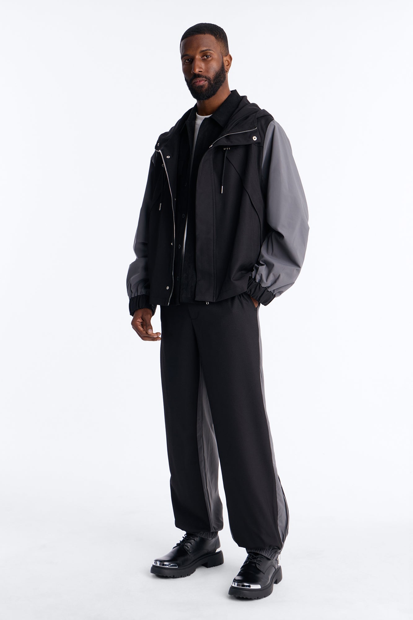 Oversized Montalvo Mixed Worlds Shirt Jacket - Black