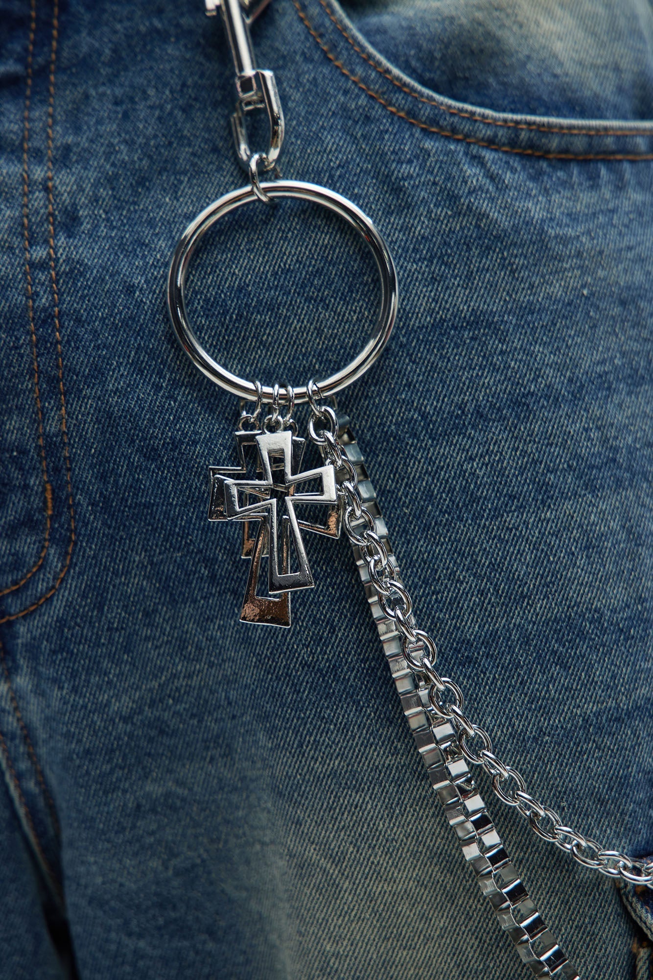 Cross You Off Layered Pant Chain - Silver