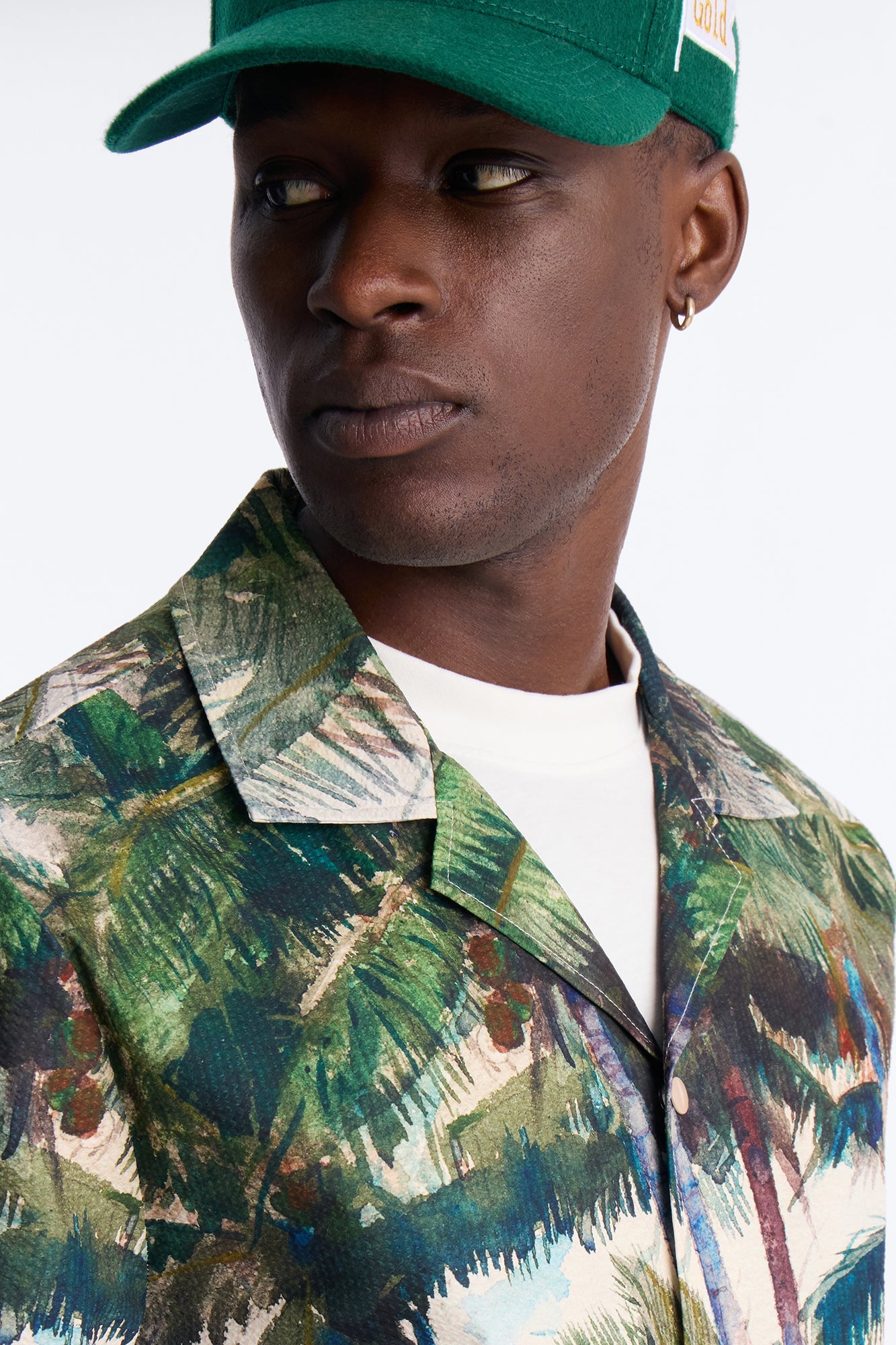 Tropical Get Away Printed Seersucker Cuban Collar Button Up Shirt - Multi Color
