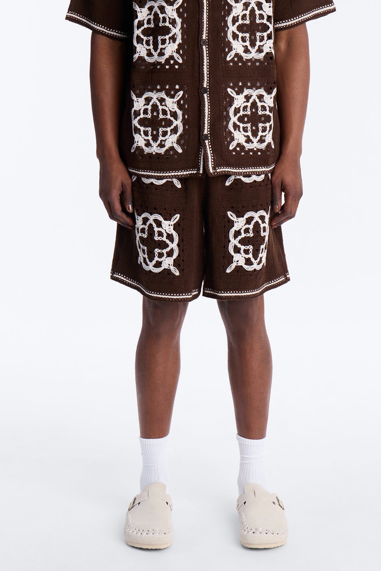 Relaxed Lido Isle Crochet Short - Brown