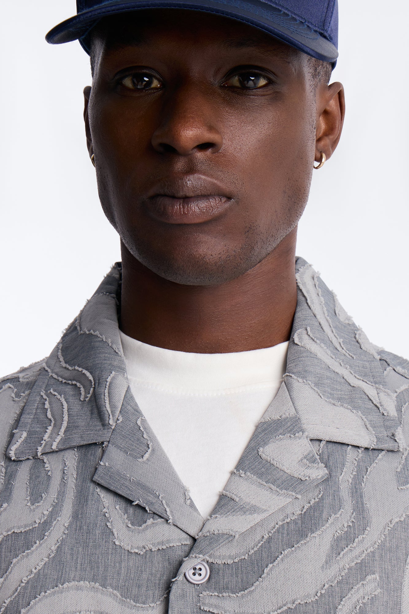 Midnight Wave Cuban Button Up Shirt - Grey