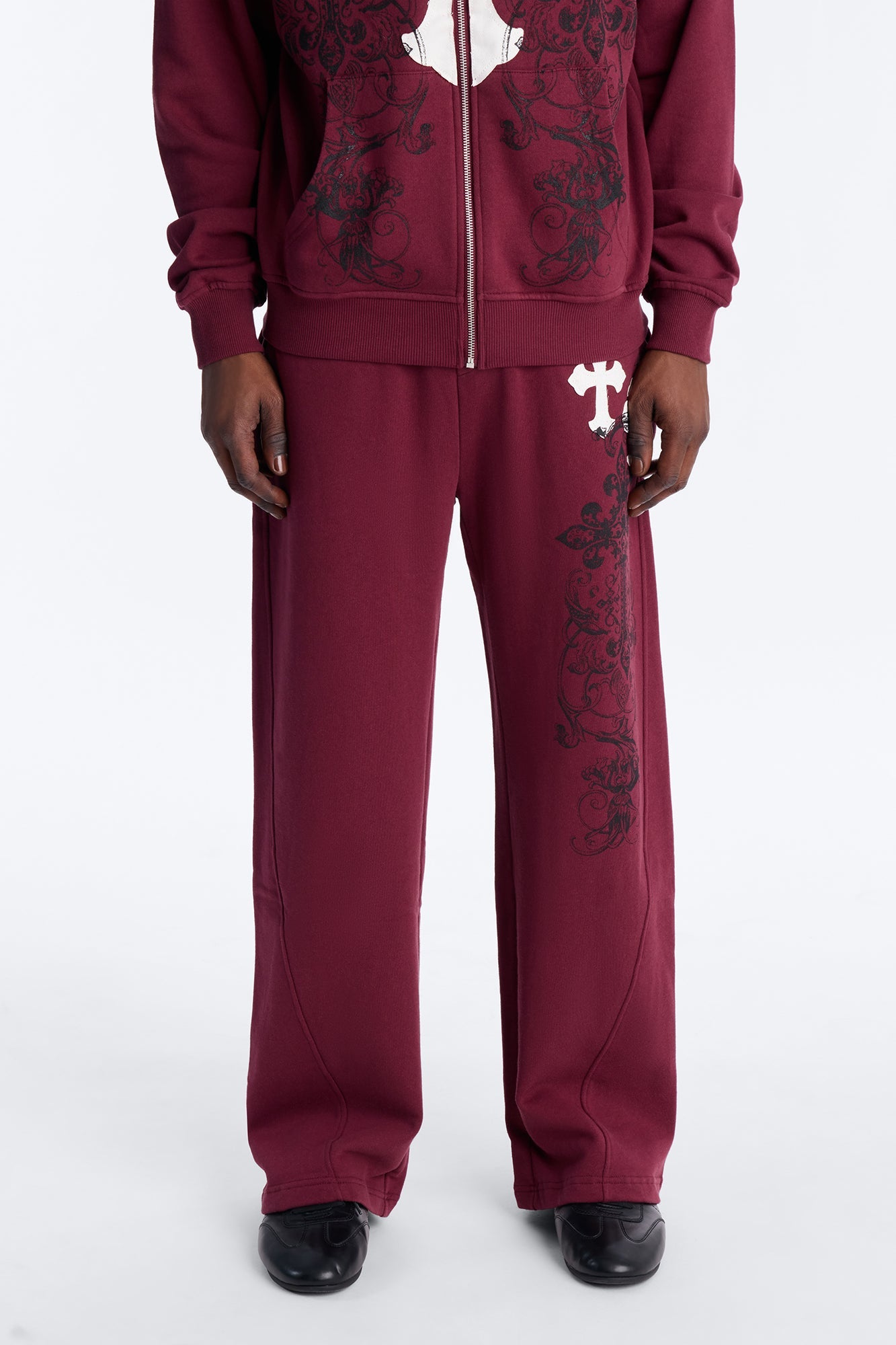 Cross Patch Sweatpants - Burgundy