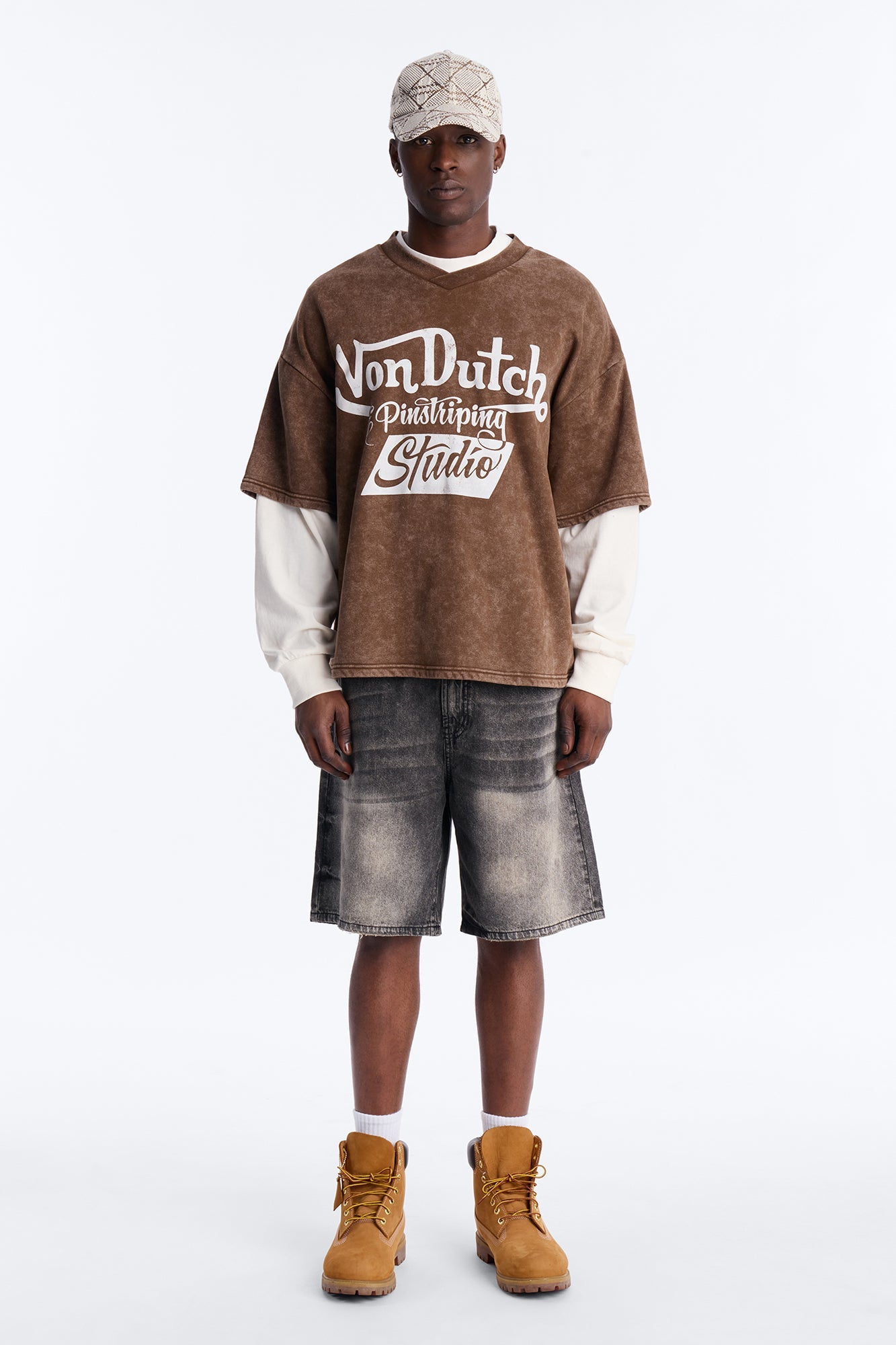 Von Dutch Studio Oversized Fleece Twofer - Brown