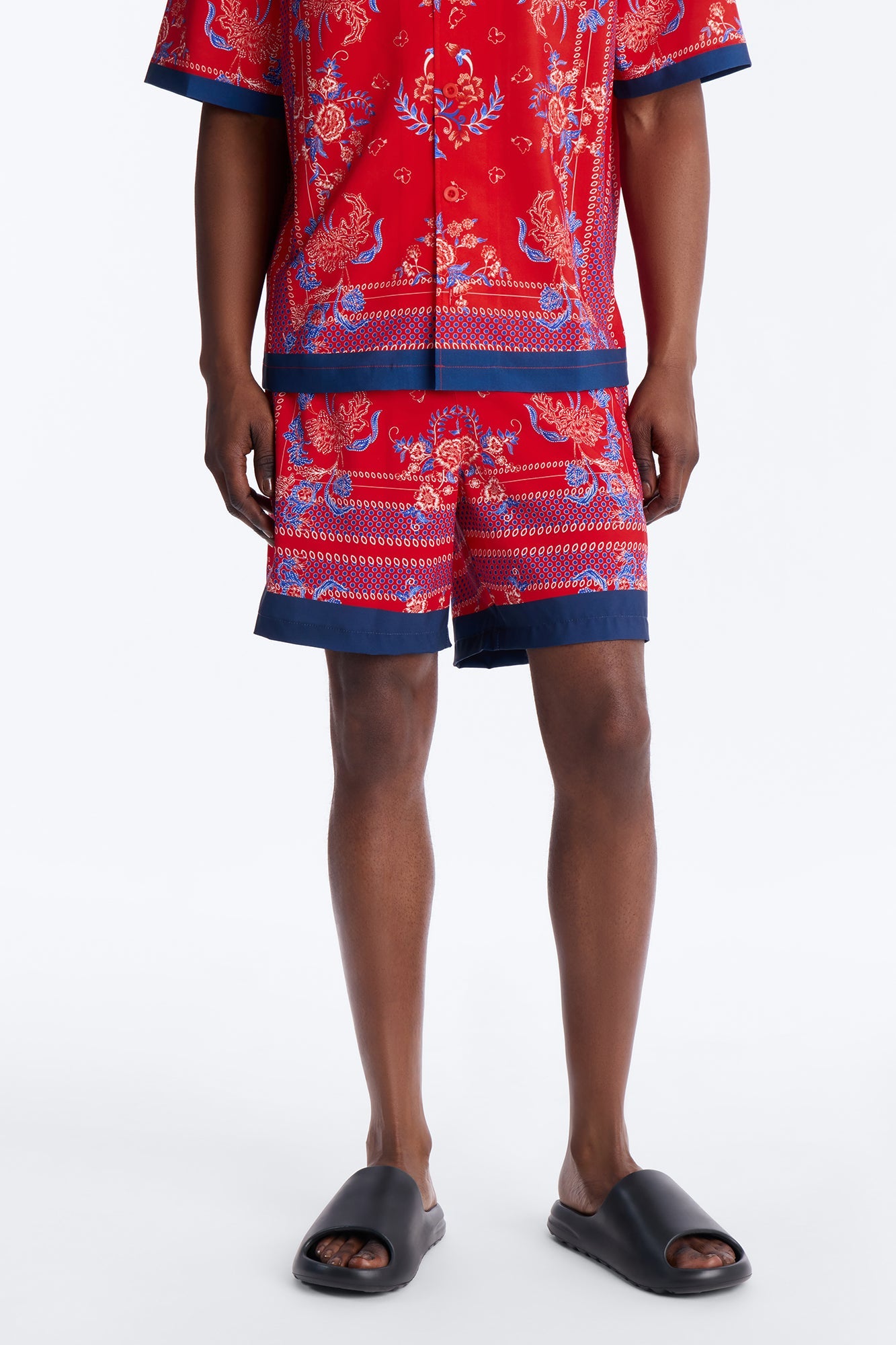Mirage Bloom Swim Trunk 7″ - Red