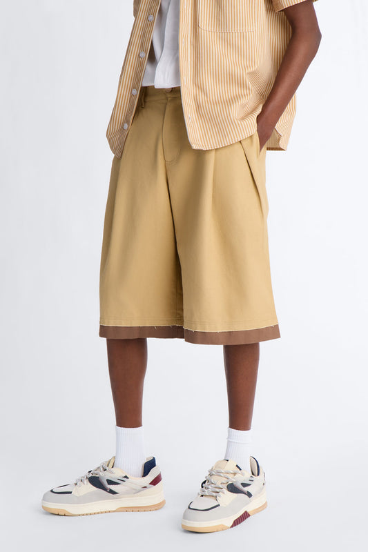 Baggy Pleated Milano Short - Tan