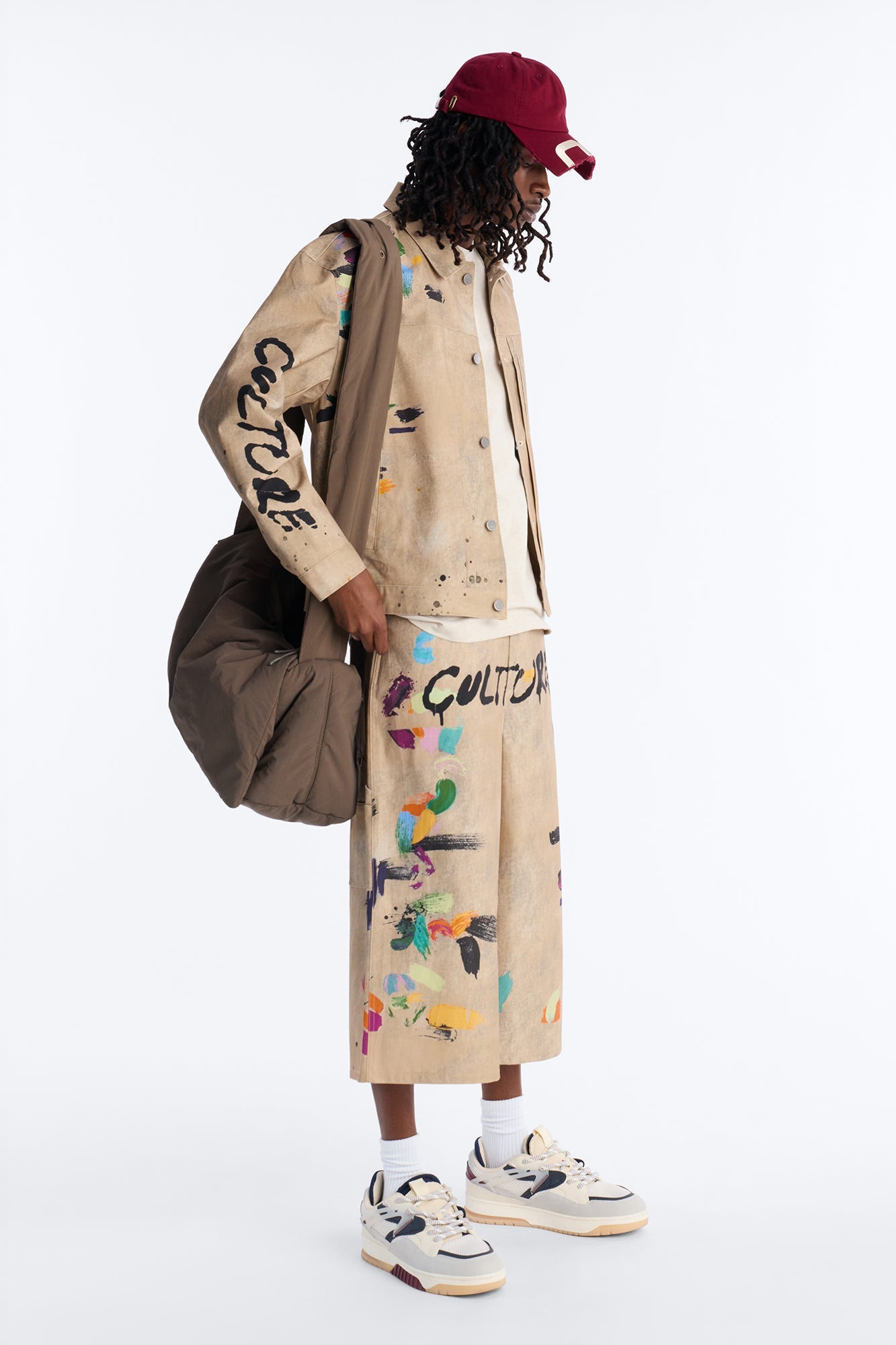 Super Baggy Culture Society Paint Splatter Short - Khaki