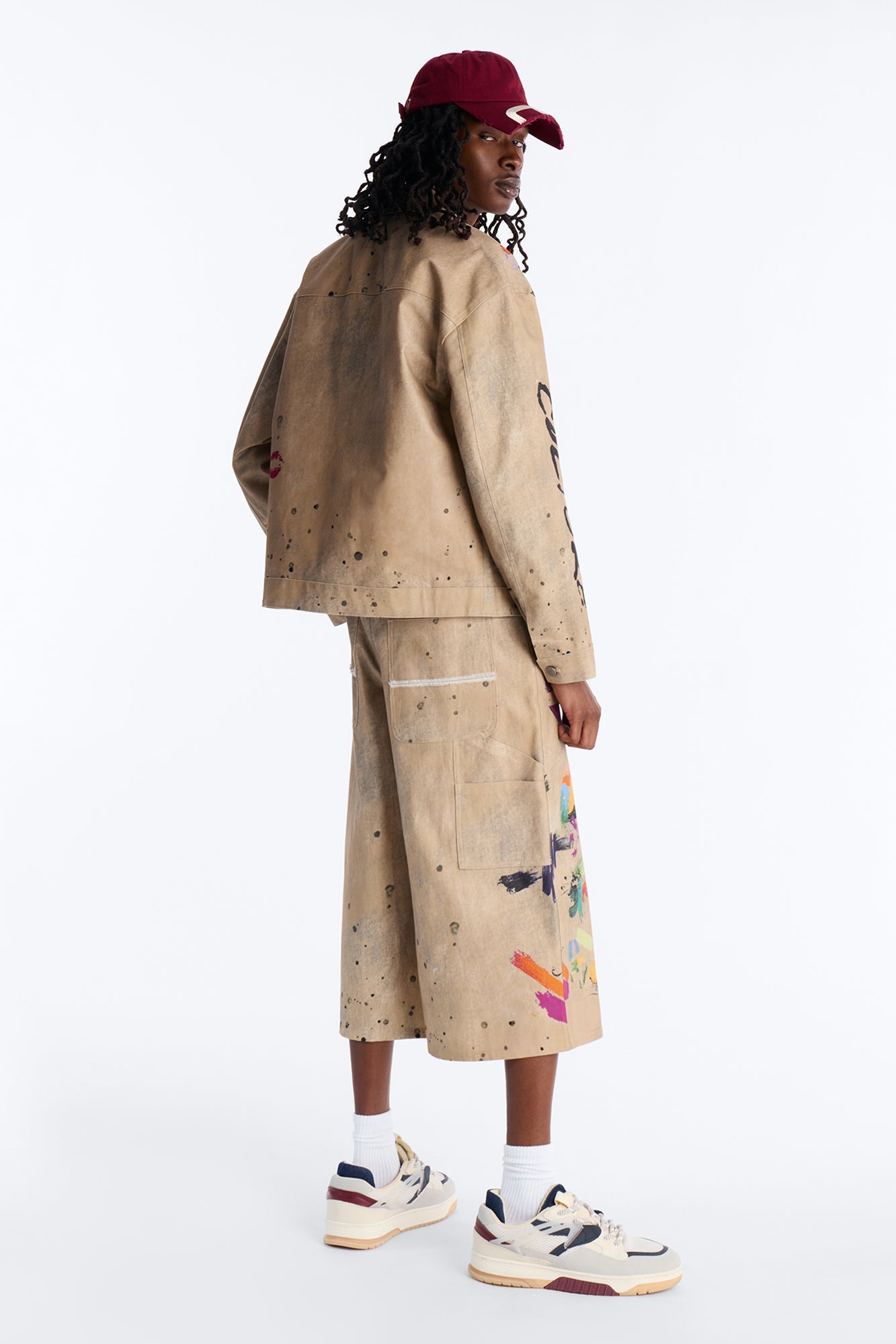Super Baggy Culture Society Paint Splatter Short - Khaki