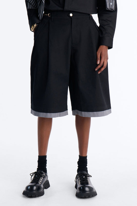 Baggy Pleated Milano Short - Black