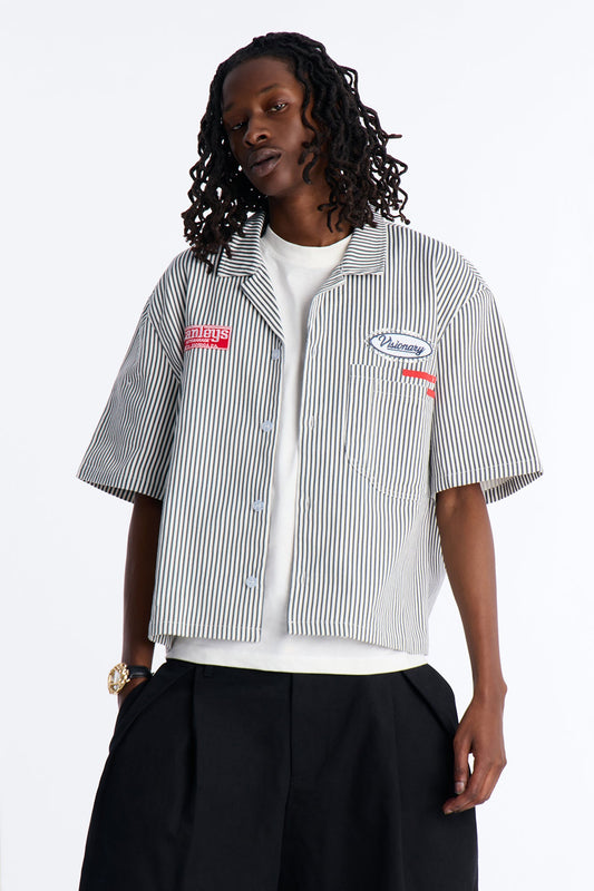 Cropped Pit Crew Mechanic Shirt - Black