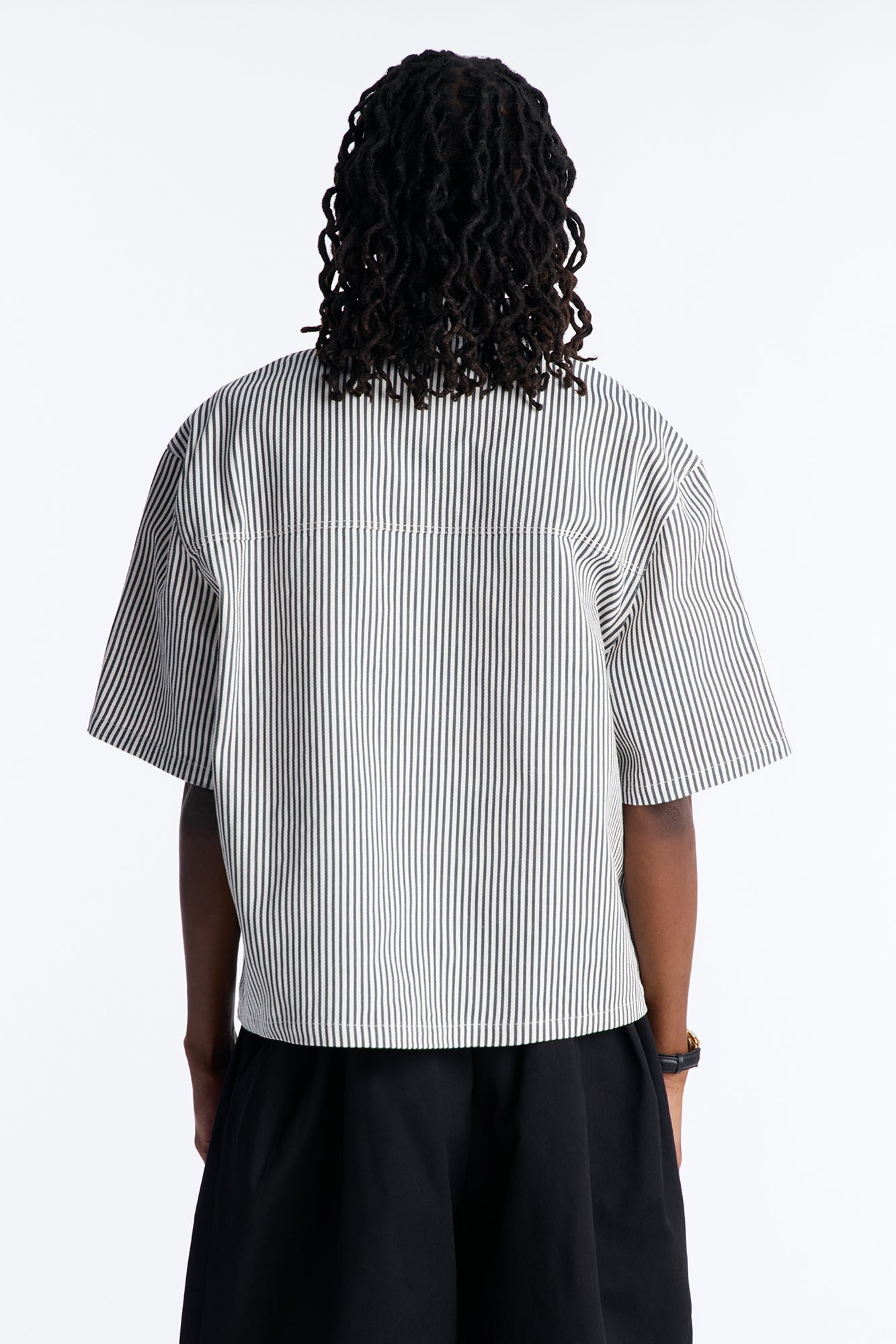 Cropped Pit Crew Mechanic Shirt - Black