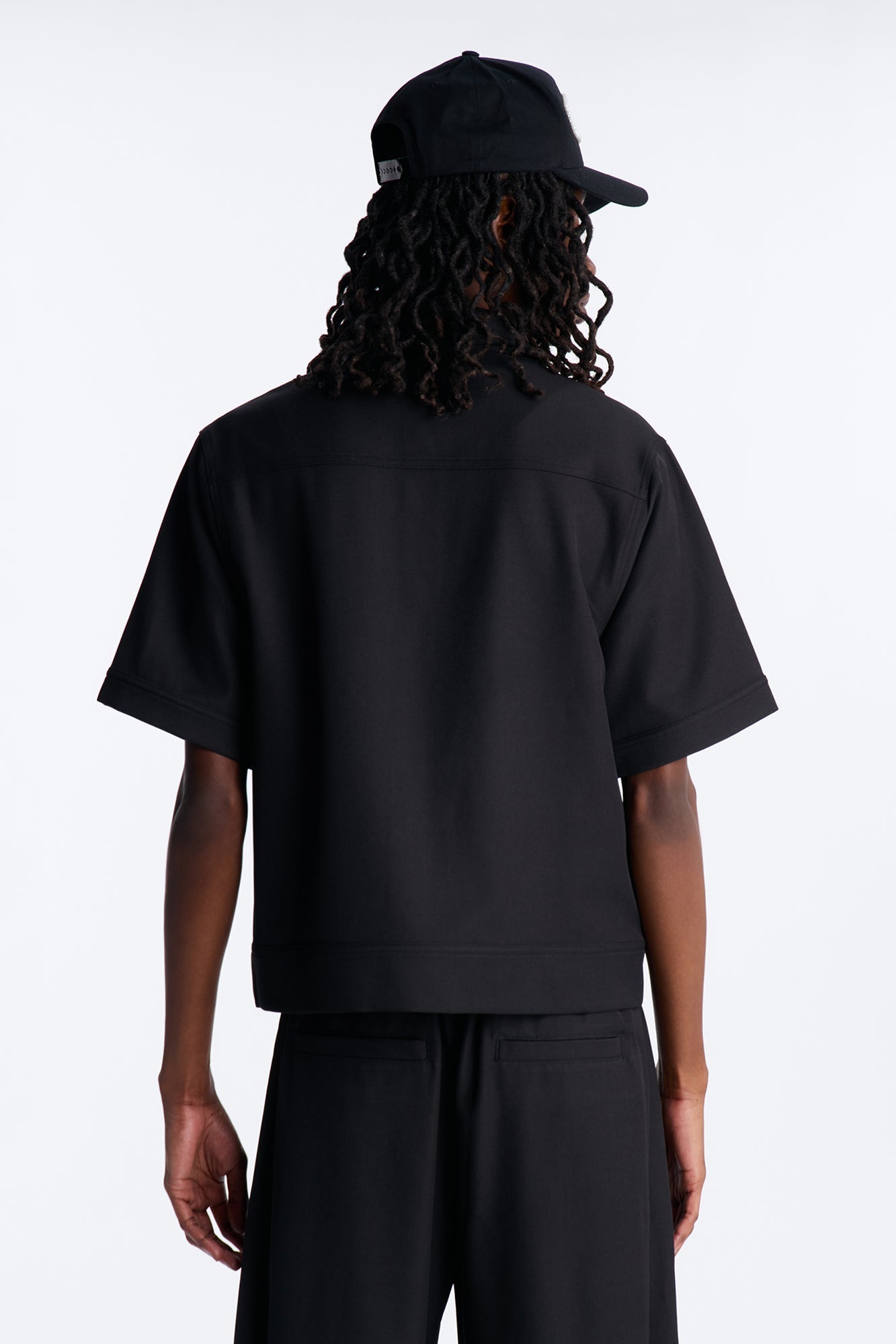 Pearl Paneled Utility Button Up Shirt - Black