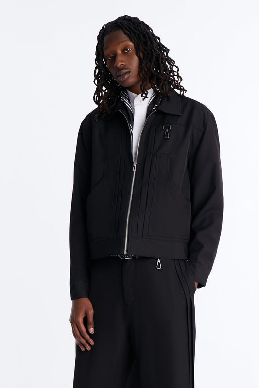 Relaxed Vertical Sync Zip Jacket - Black
