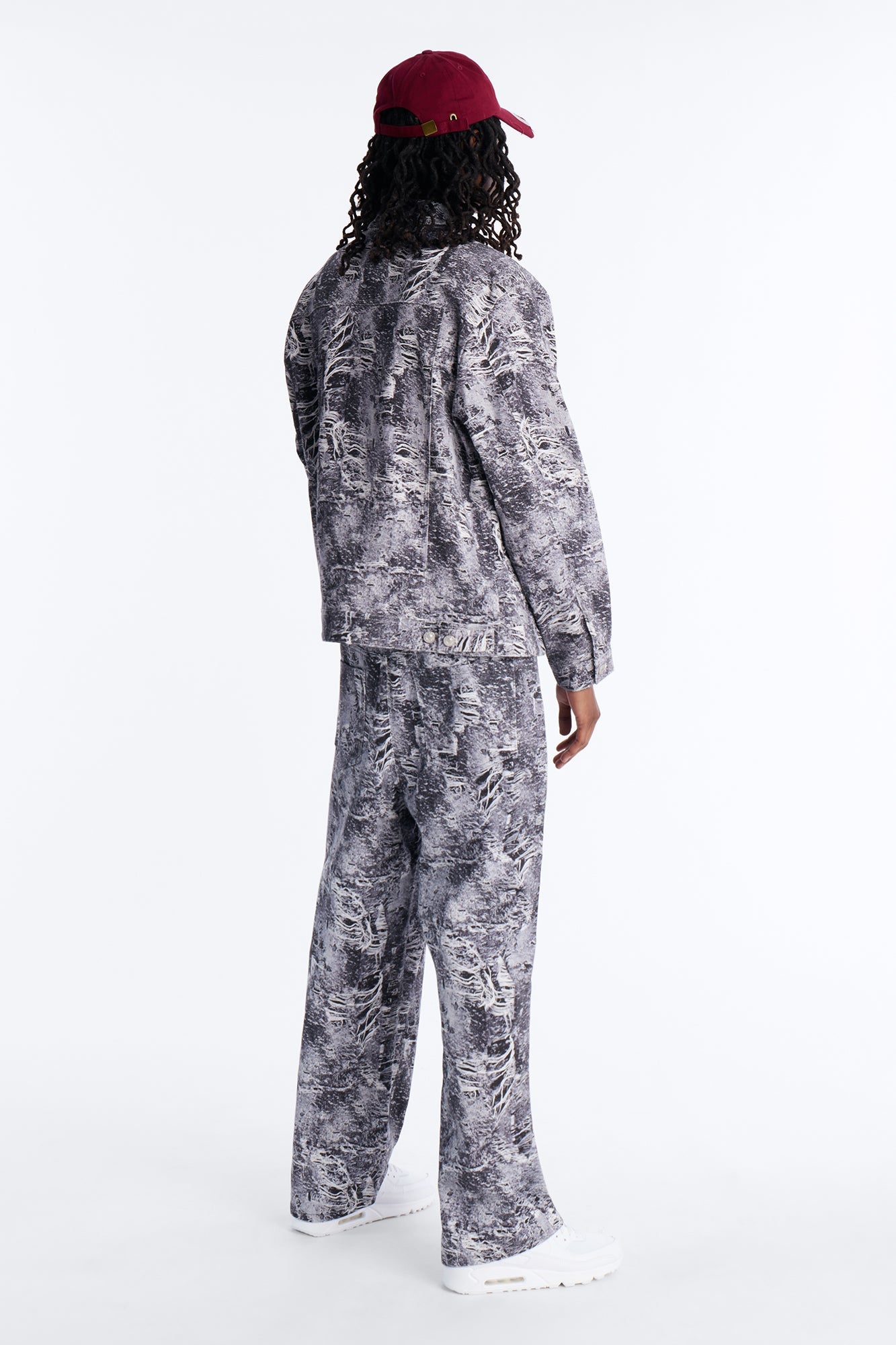 Baggy Ghost Distressed Printed Jean - Black