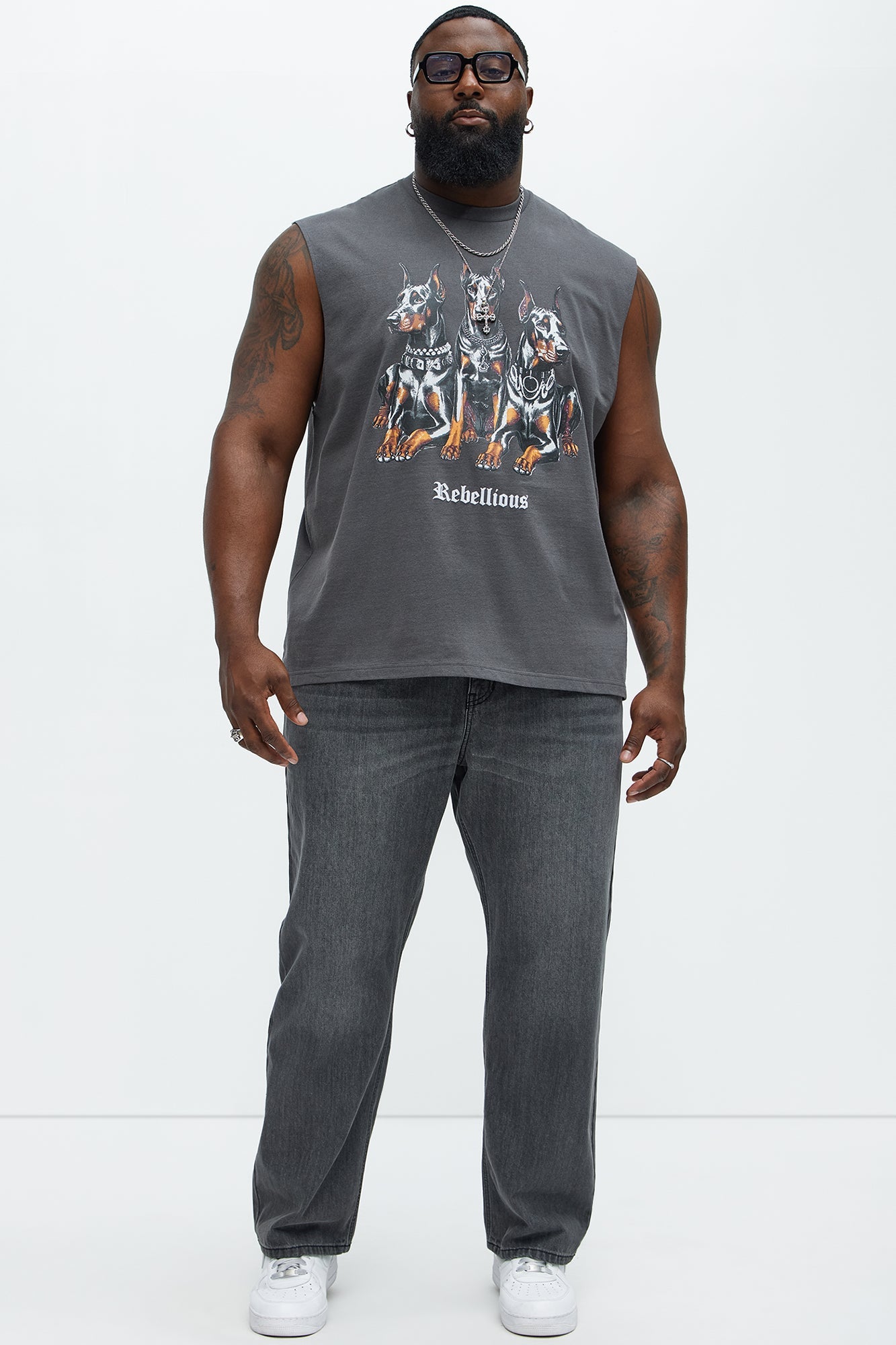 Rebellious Muscle Tee - Charcoal