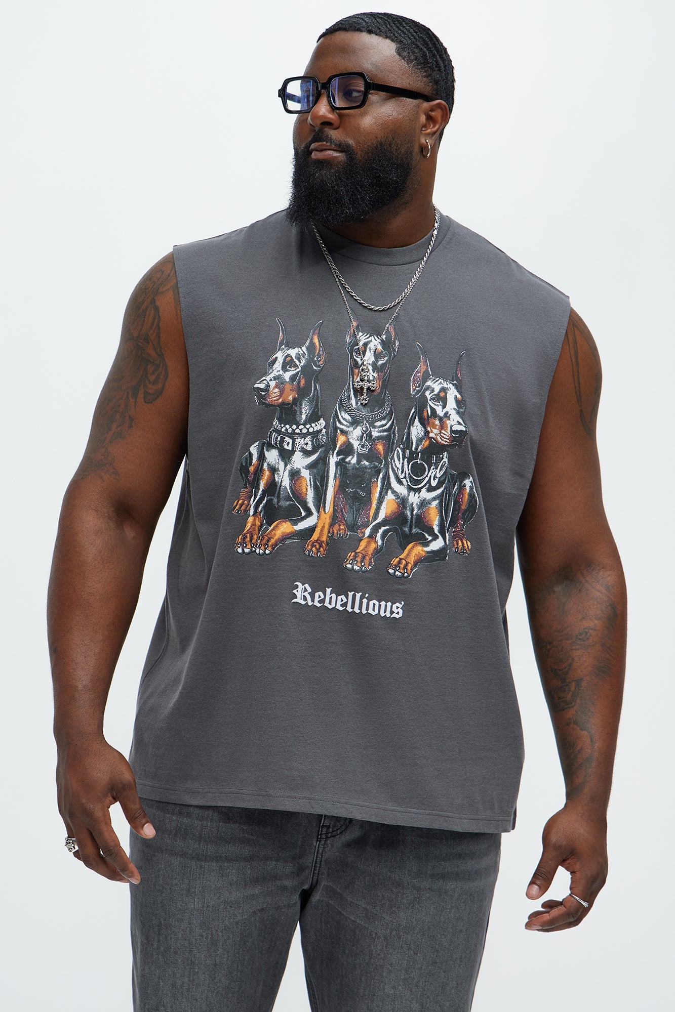 Rebellious Muscle Tee - Charcoal