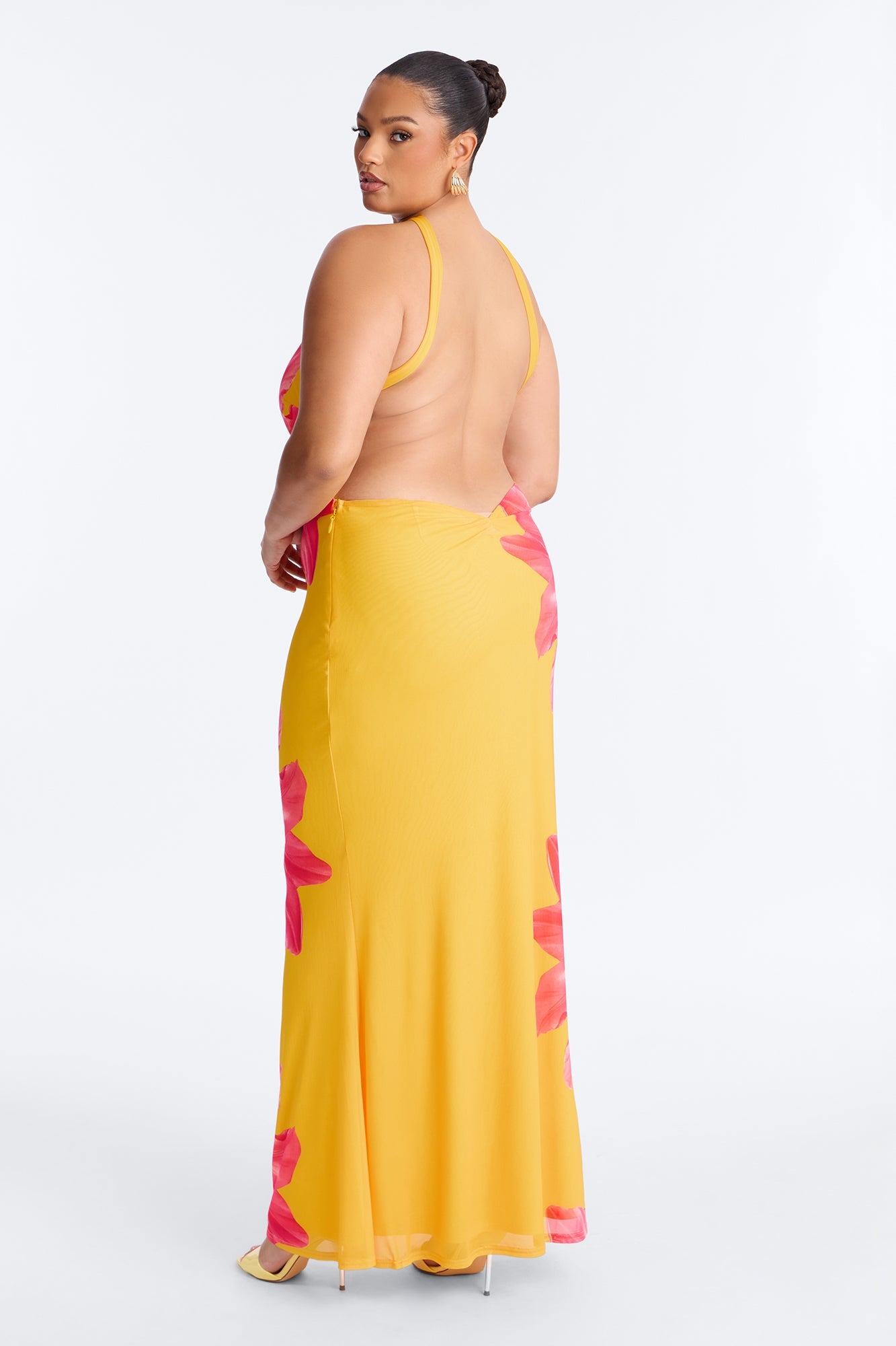 Imani Floral Mesh Maxi Dress - Orange/combo Fashion Nova