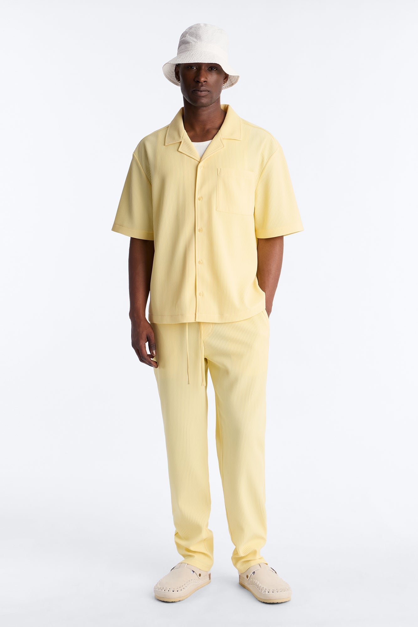 Show Up Short Sleeve Cuban Shirt - Butter Yellow