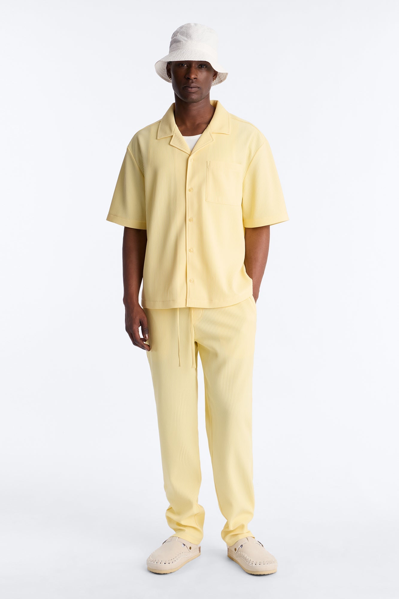 Show Up Slim Slit Pants - Butter Yellow