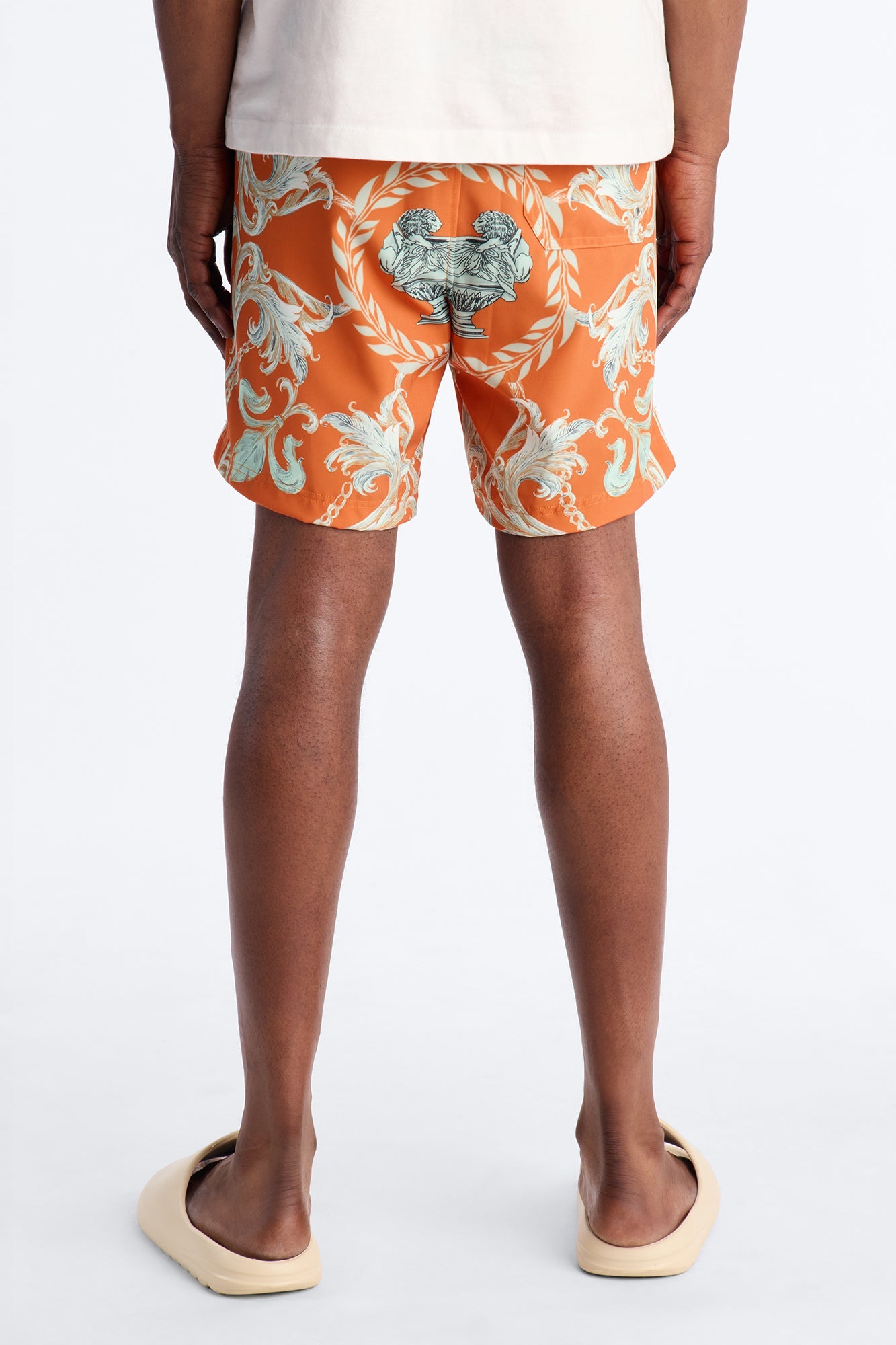 Interlinked Chain Baroque Swim Trunk 7″ - Orange