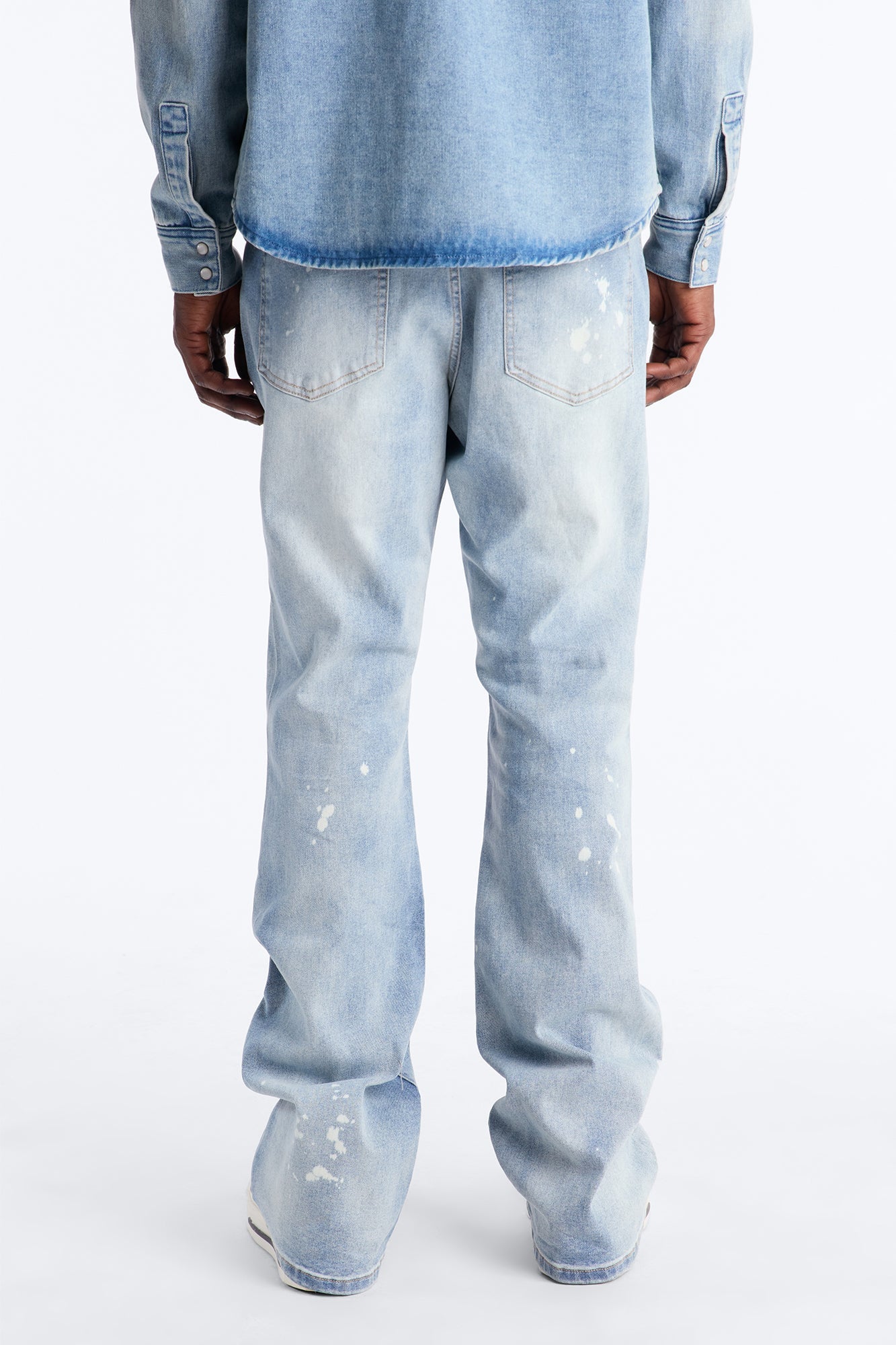 Stacked Skinny Flare Paisley Jungle Jean - Medium Blue Wash
