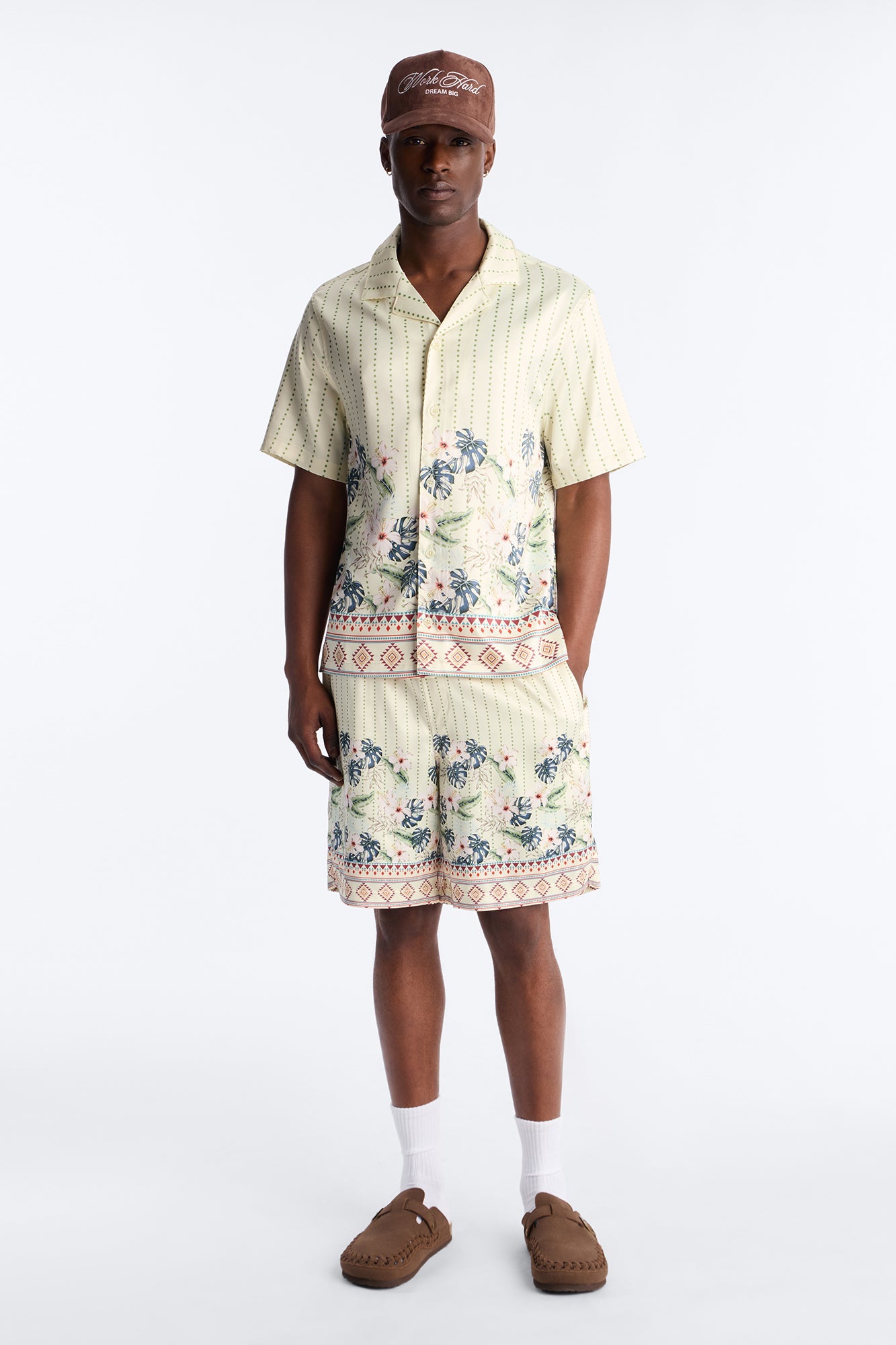 Catalina Island Cuban Collar Button Up Shirt - Yellow