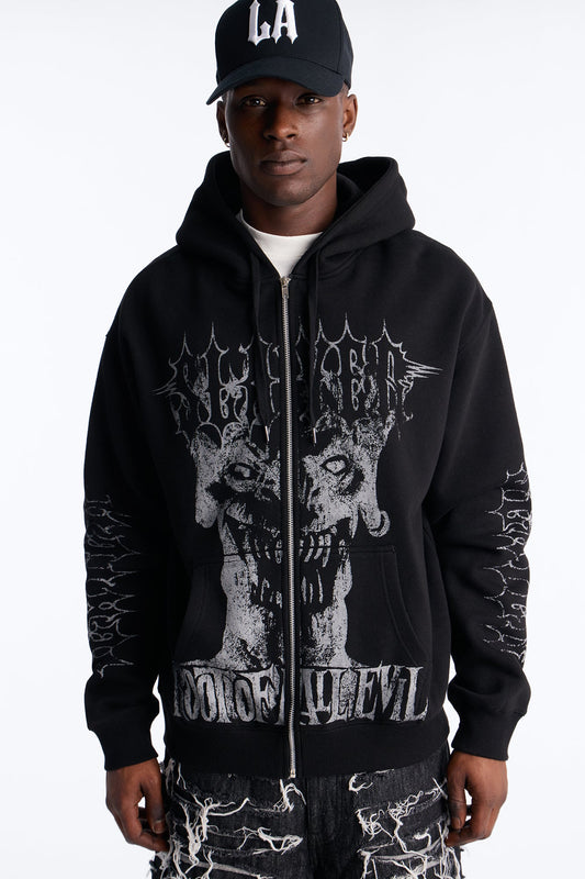 Slayer Tour 1988 Vintage Zip Hoodie - Black Wash