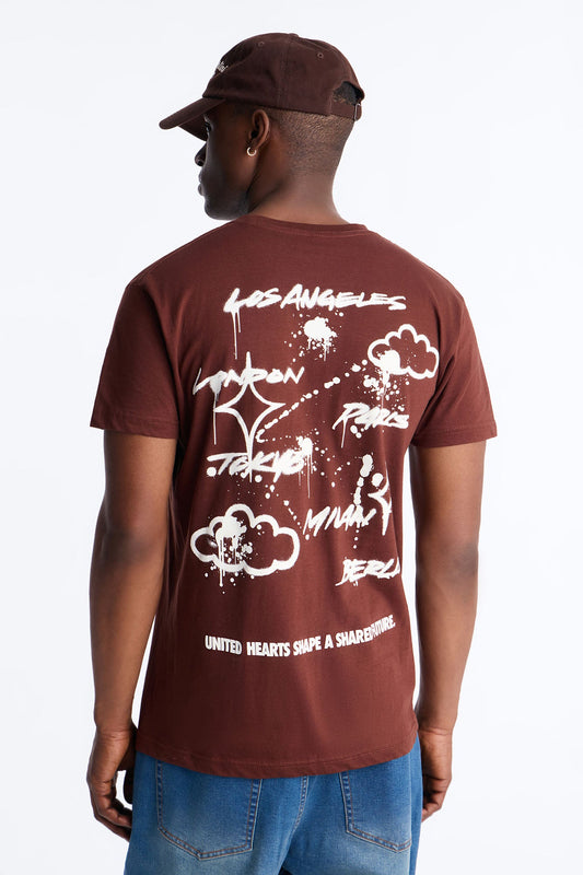 United Hearts Worldwide Short Sleeve Tee - Brown