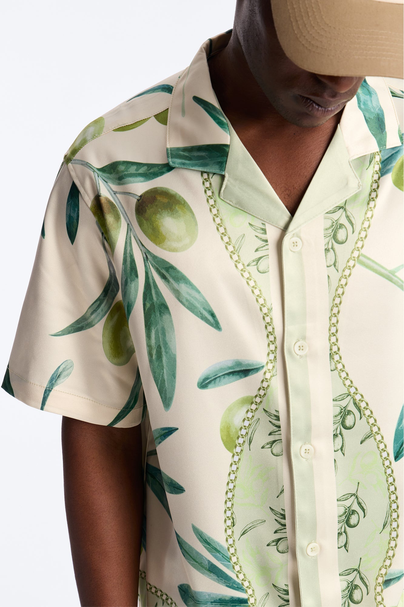 Relaxed Mediterranean Orchard Cuban Button Up Shirt - Green