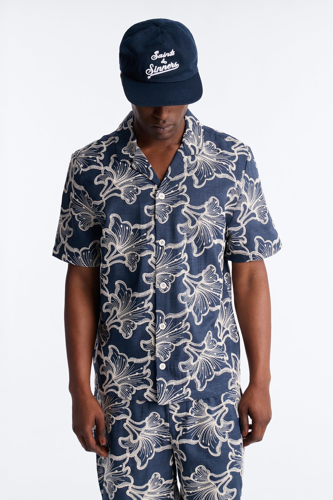 Coastal Drift Cuban Button Up Shirt - Navy