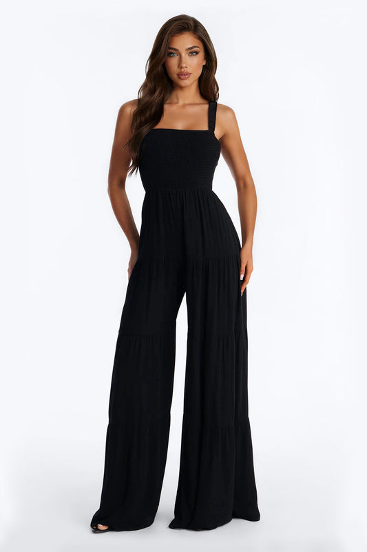 Risa Tiered Wide Leg Jumpsuit - Black