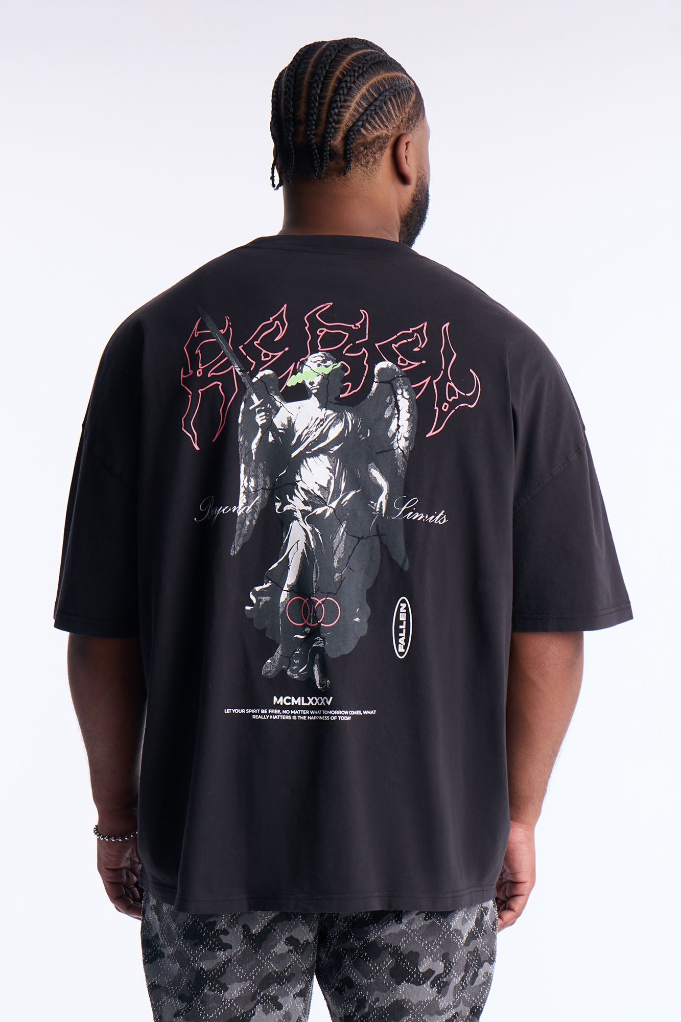 Fallen But Not Lost Oversized Short Sleeve Tee - Black Wash