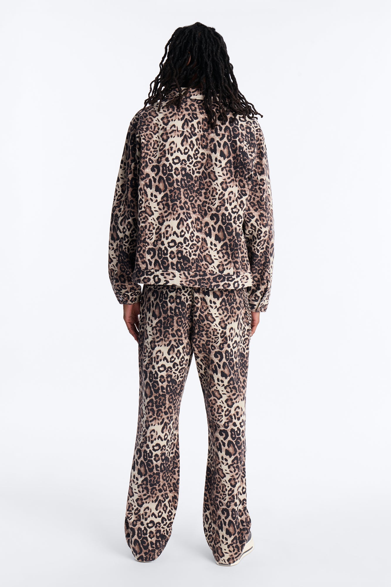 Marcy Wild Leopard Print Trucker Jacket - Brown