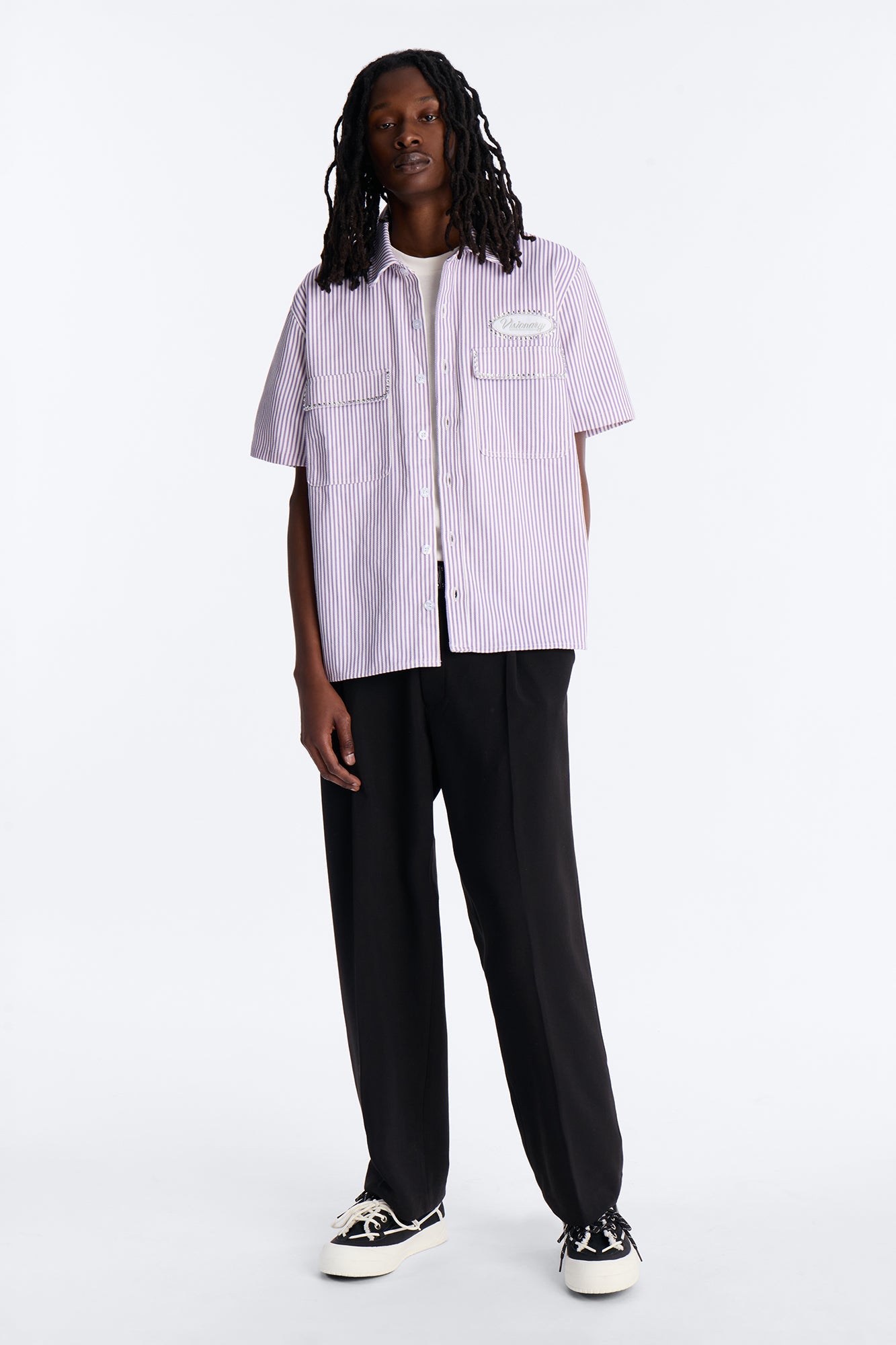 Diamante Trim Mechanic Shirt - Purple