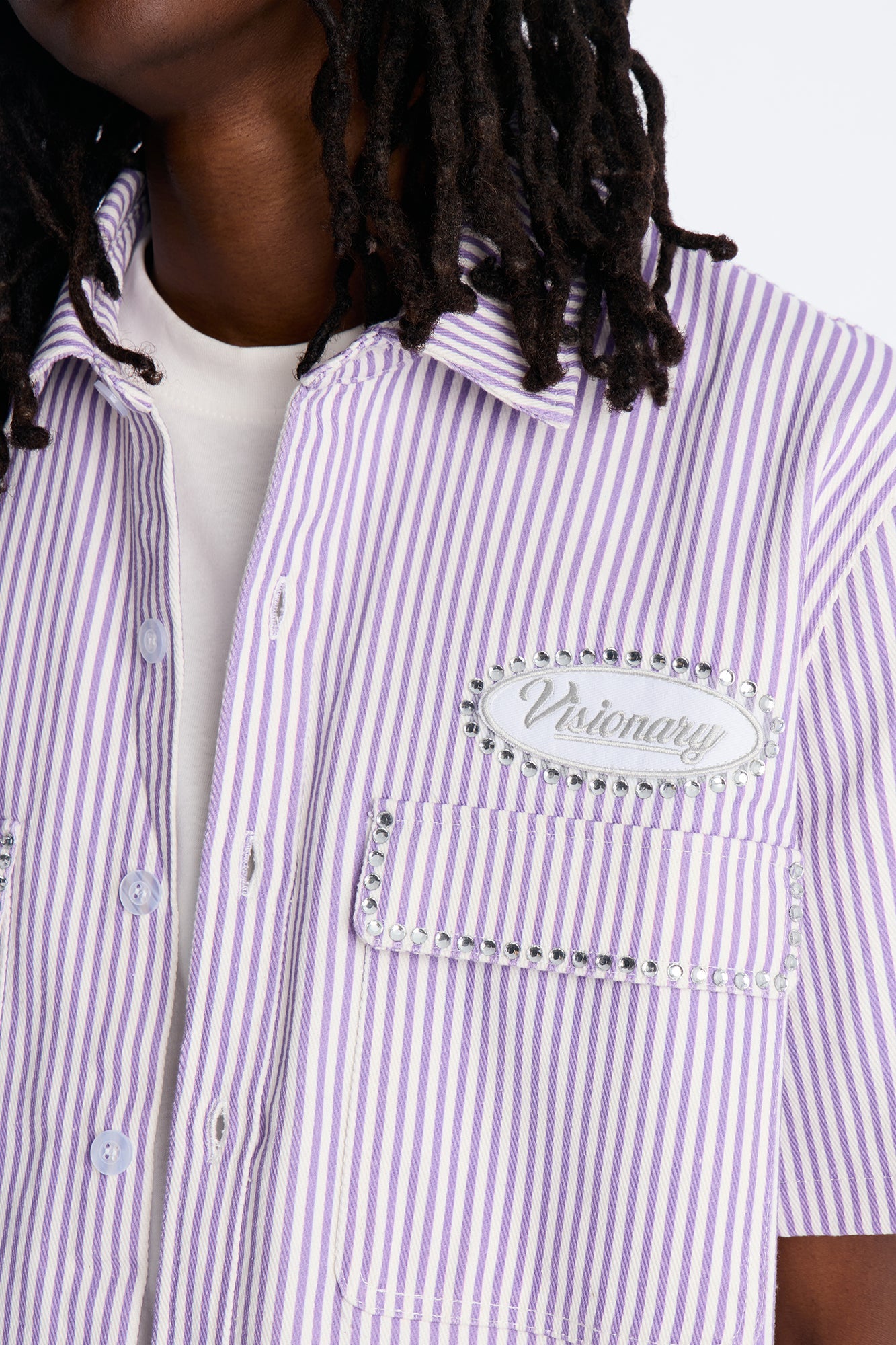 Diamante Trim Mechanic Shirt - Purple