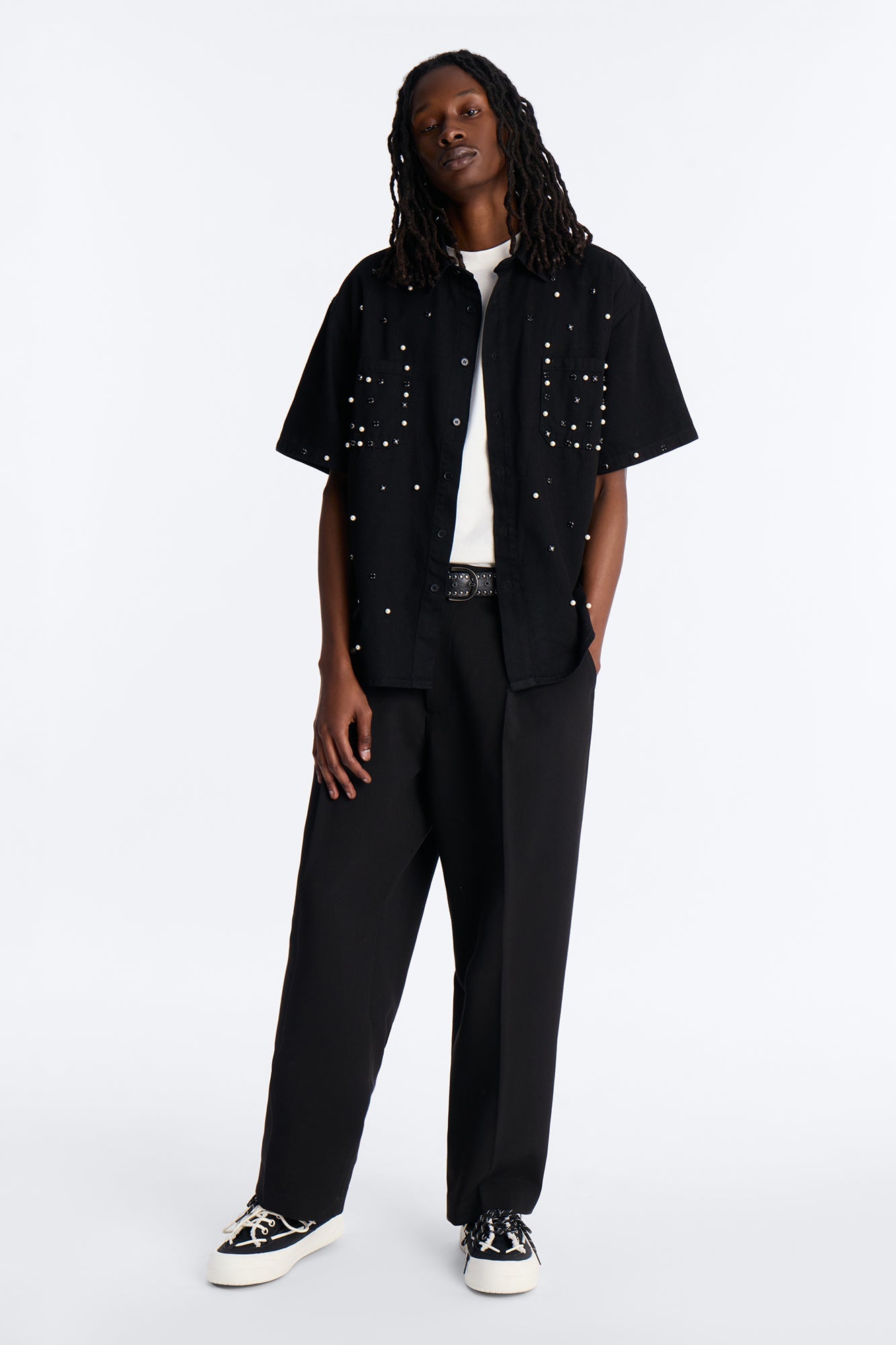 Apex Stud Button Up Shirt - Black