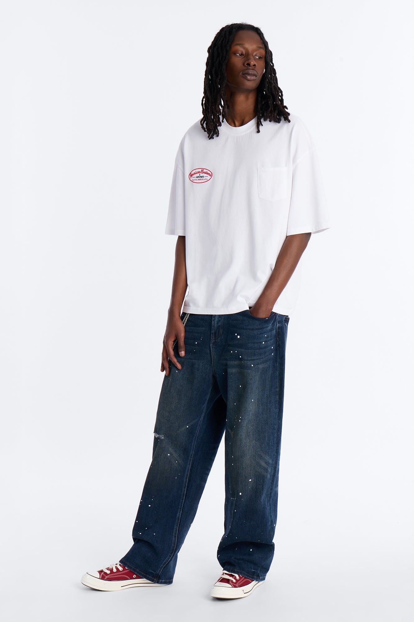 In The Paint Splat Baggy Jeans - Dark Wash