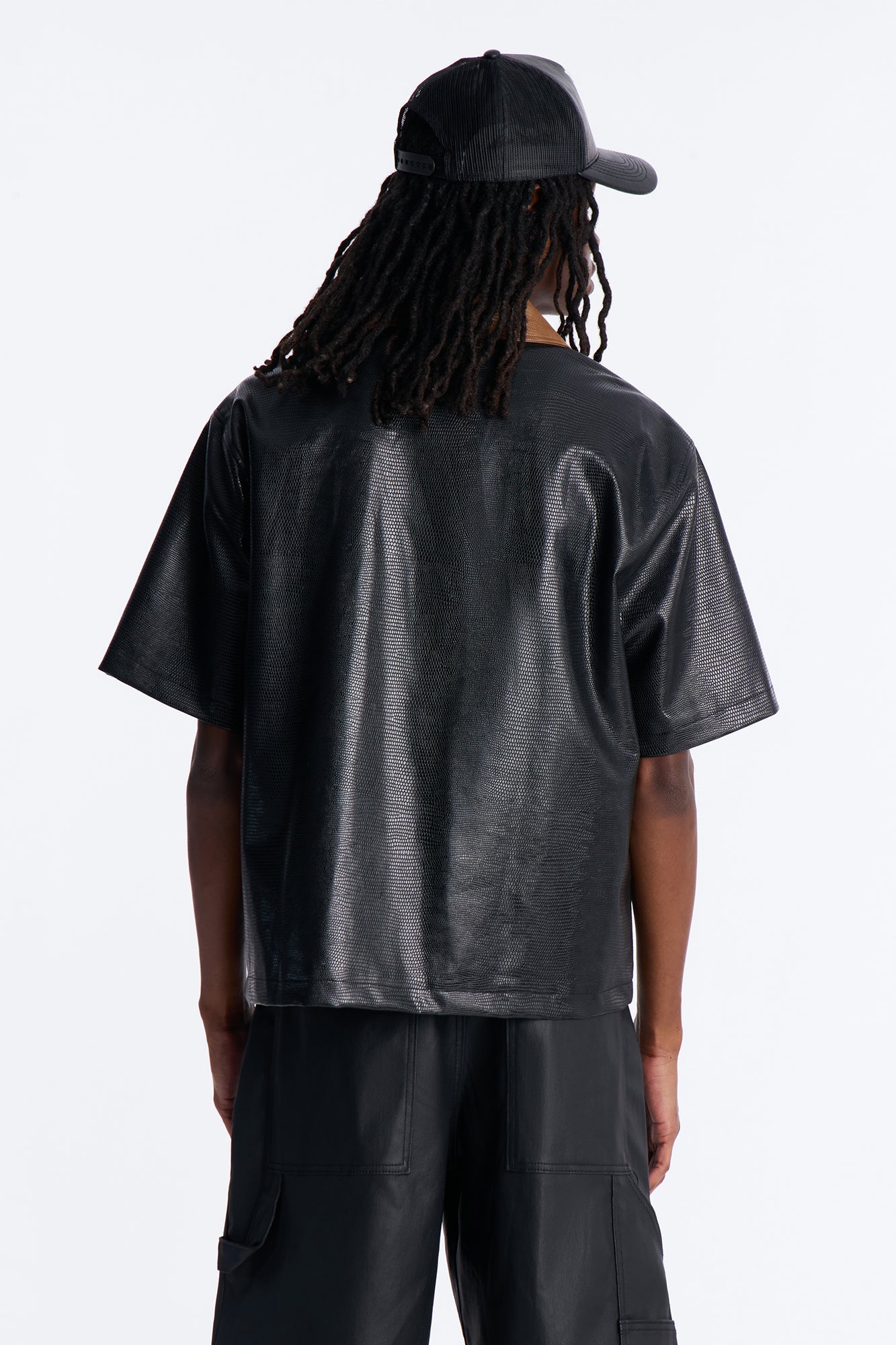 Onyx Cognac Zip Up Shirt - Black