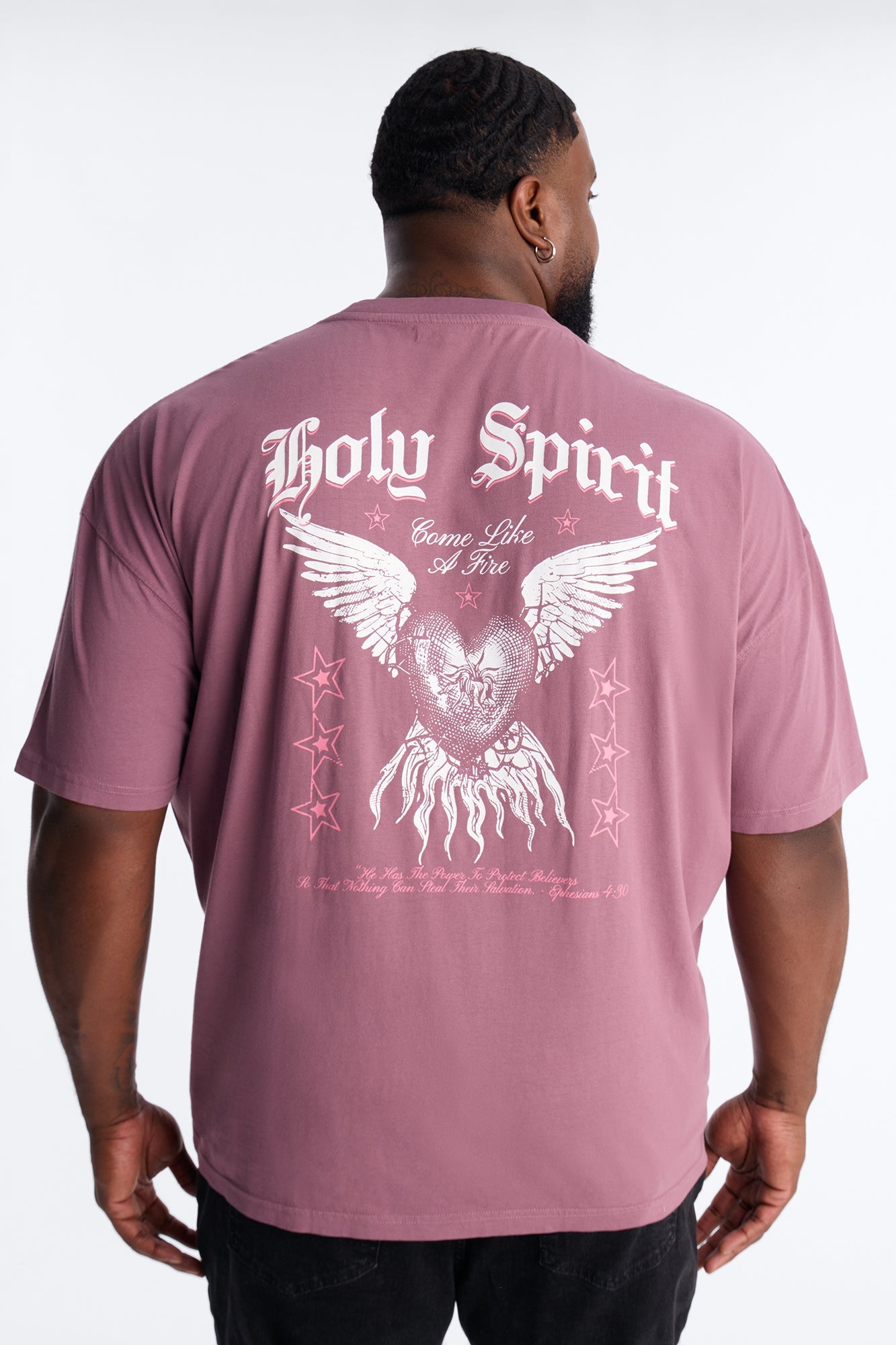 Holy Spirit Protect Me Oversized Short Sleeve Tee - Purple