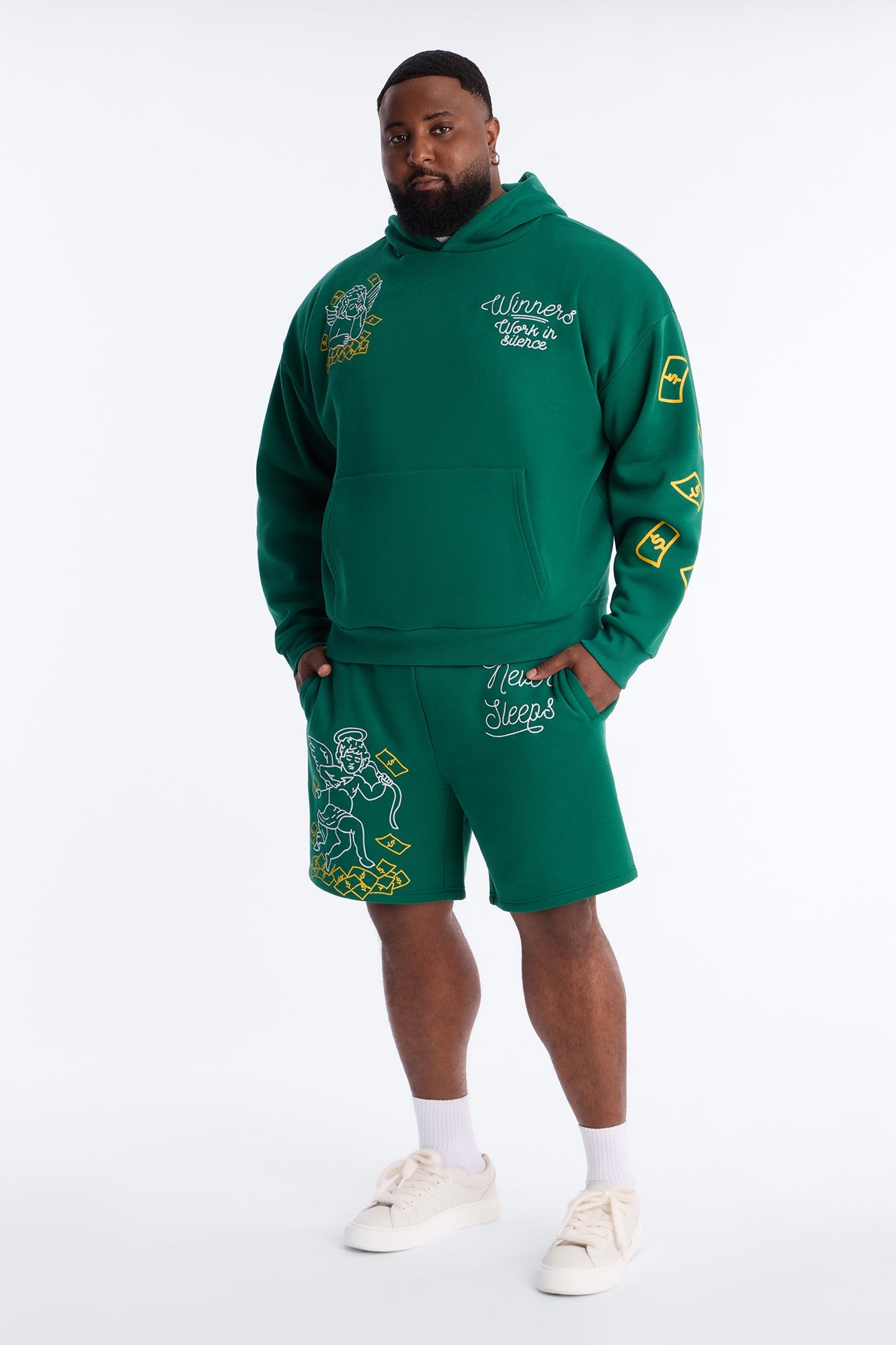 Paper Chaser Chain Stitch Oversized Hoodie - Green
