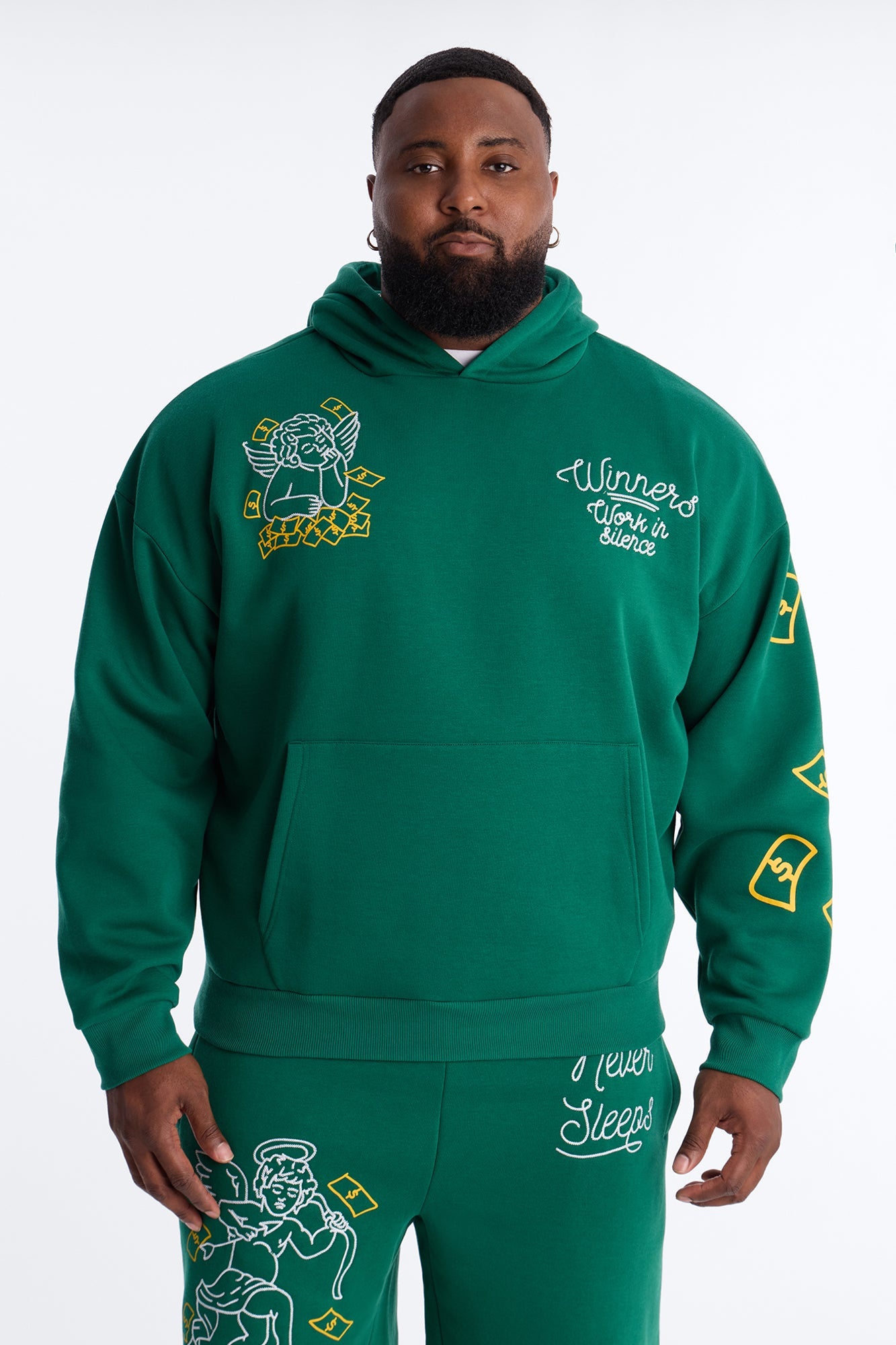 Paper Chaser Chain Stitch Oversized Hoodie - Green