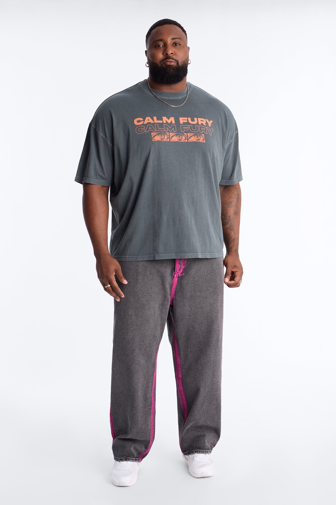 Calm Fury Oversized Short Sleeve Tee - Grey