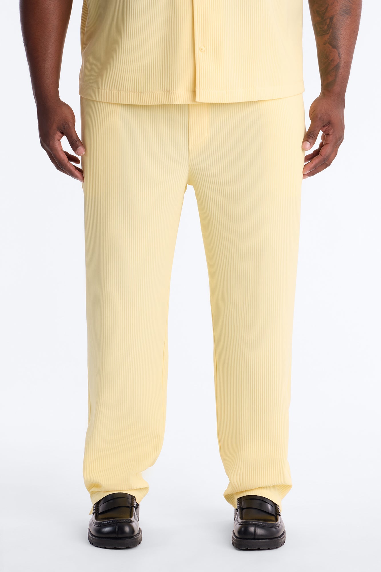 Show Up Slim Slit Pants - Butter Yellow