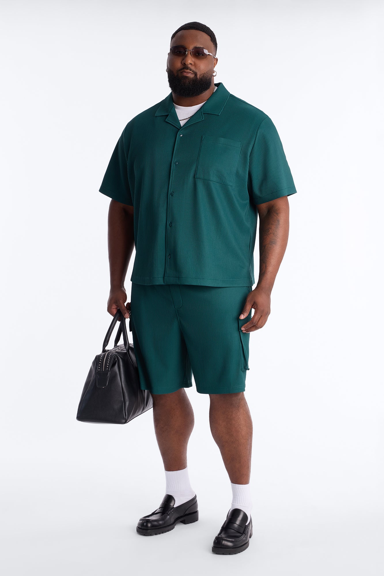 Show Up Short Sleeve Cuban Shirt - Teal