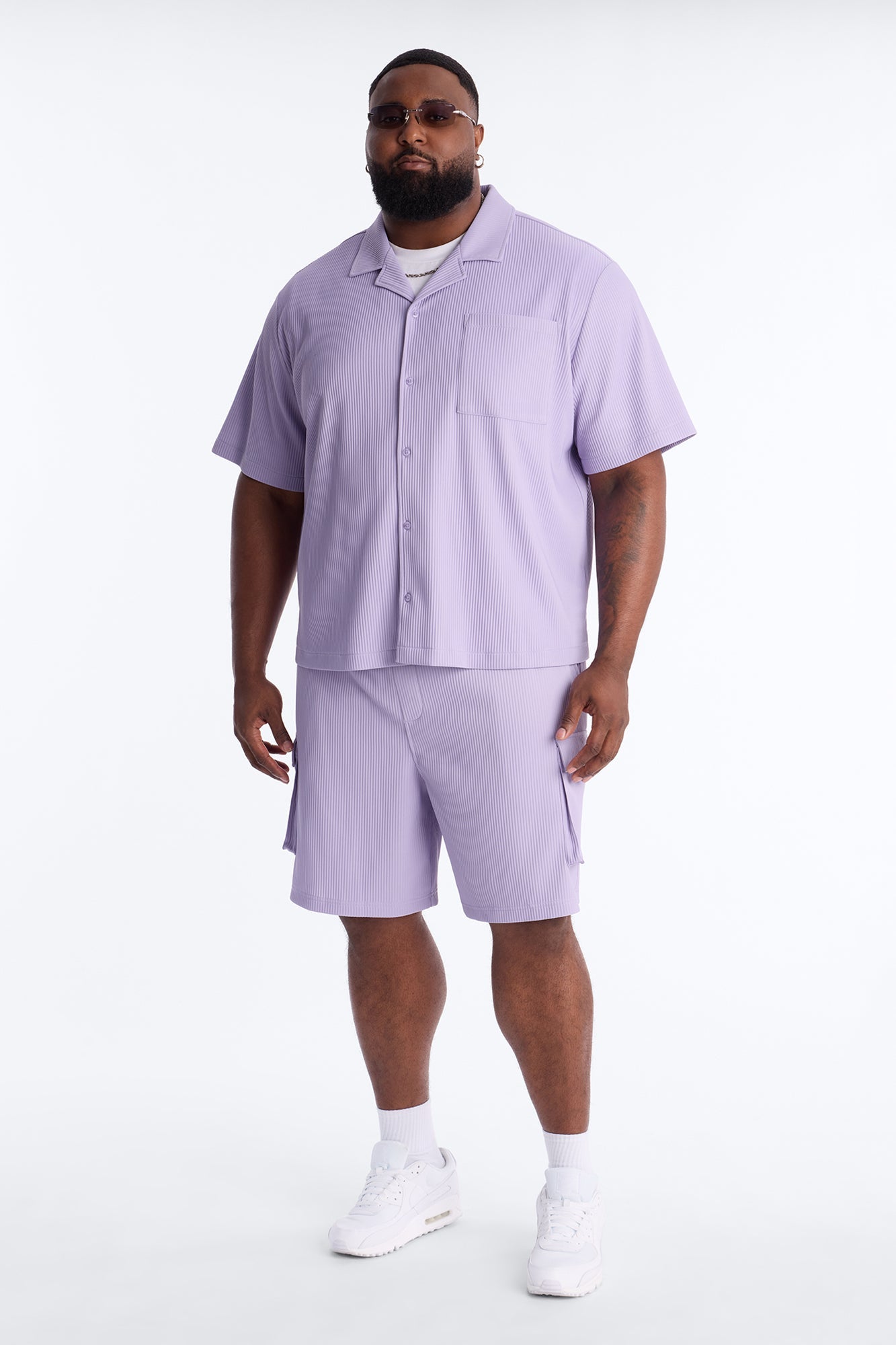 Show Up Short Sleeve Cuban Shirt - Lavender