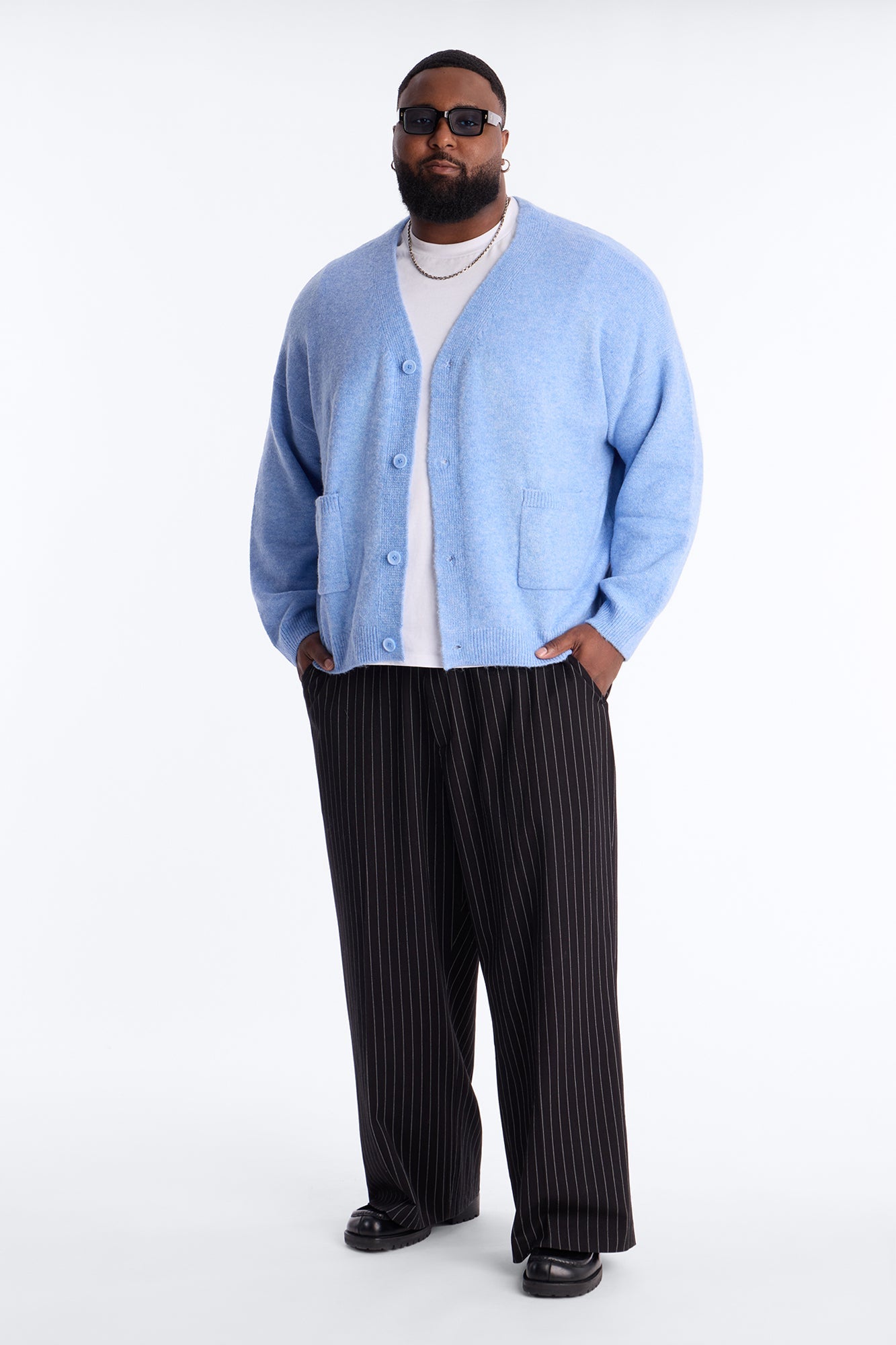 Cropped Harbor Ash Cardigan - Light Blue