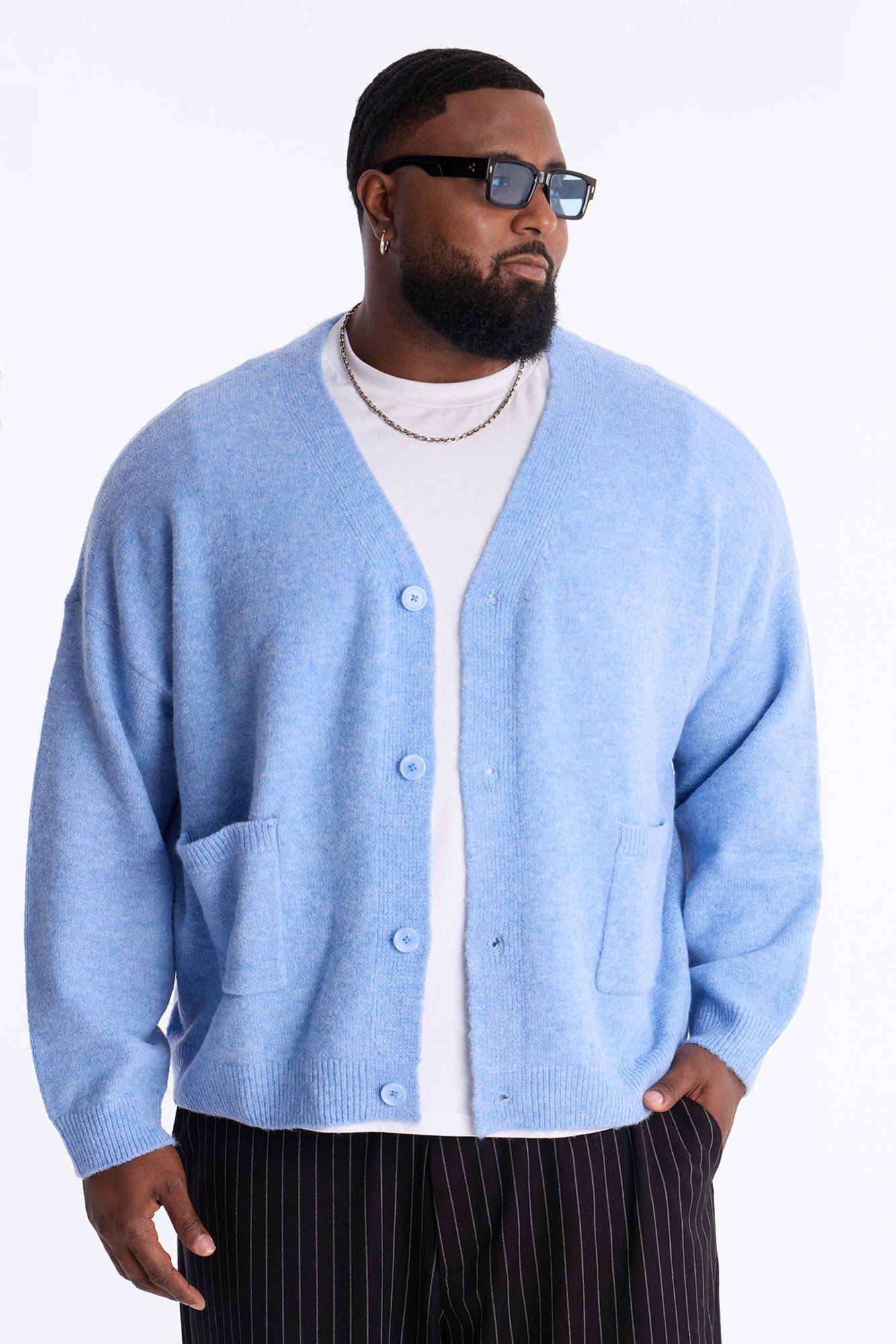 Cropped Harbor Ash Cardigan - Light Blue